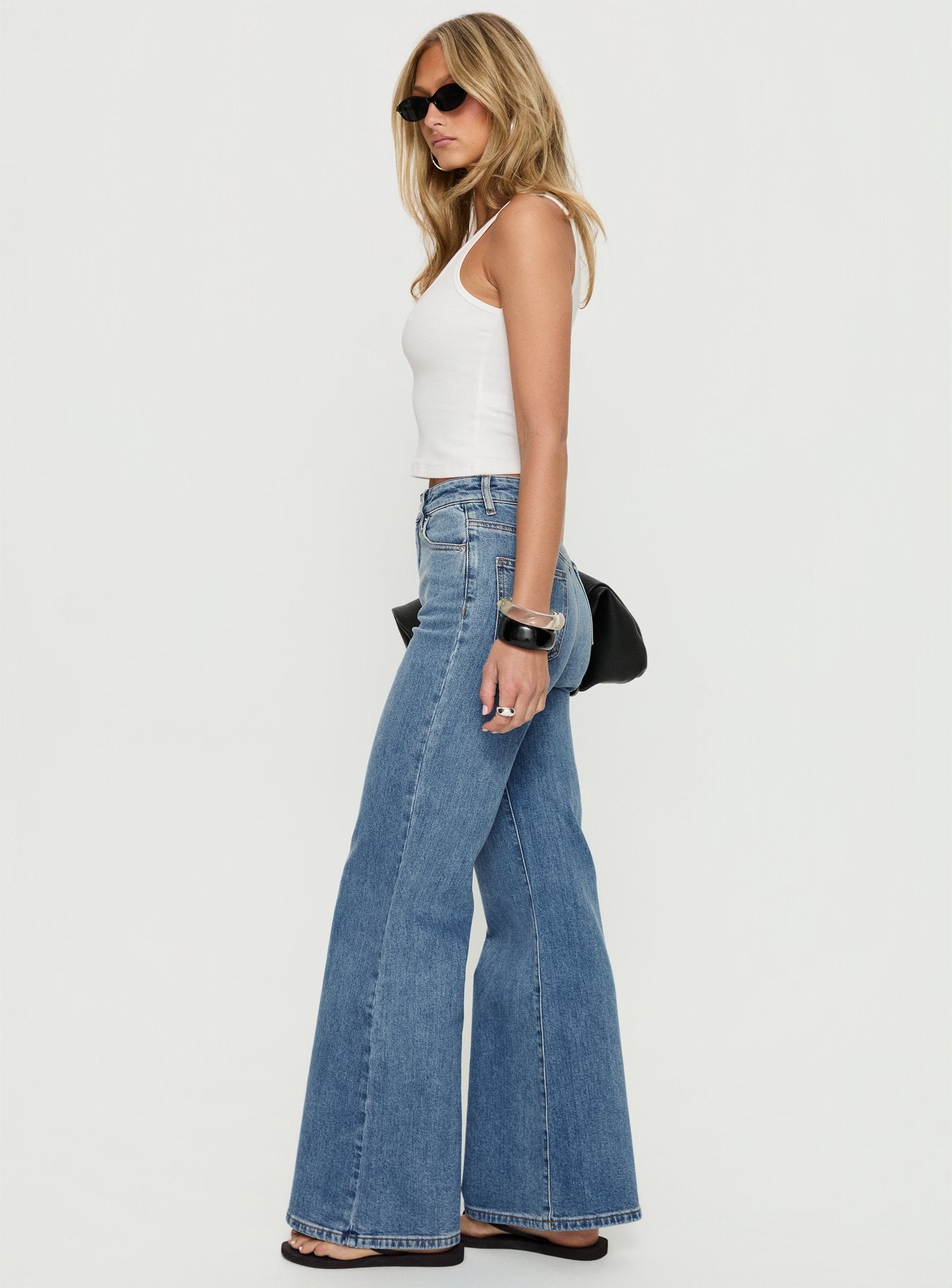 Thearlie High Rise Flared Jeans Mid Blue Wash - Image 3