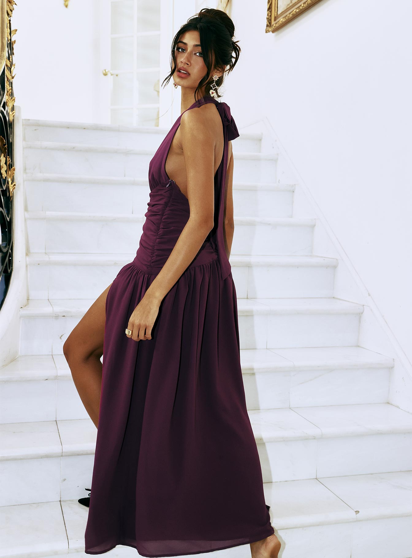 Paolio Halter Maxi Dress Plum - Image 3