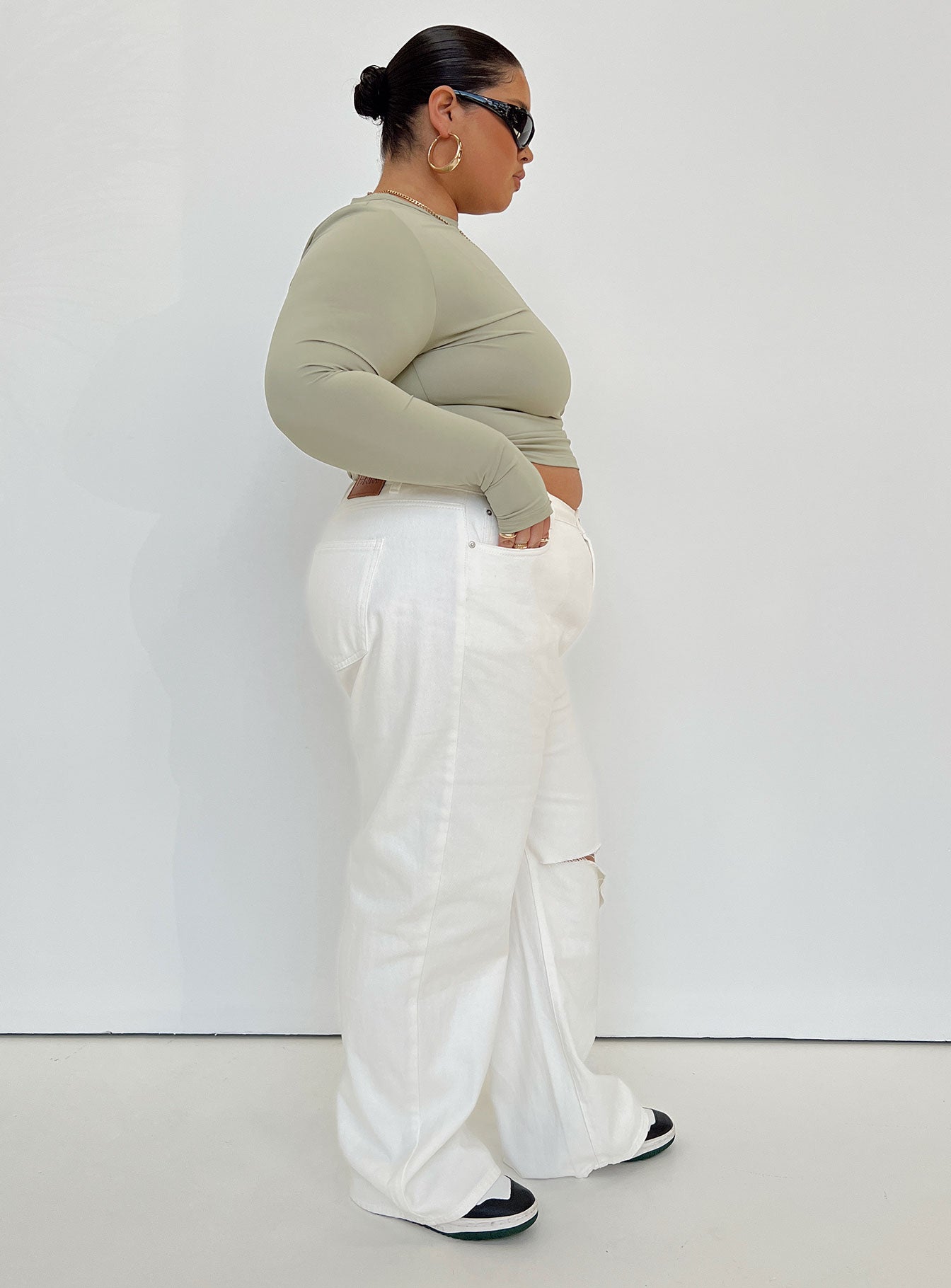 Sevina Wide Leg Denim Jeans White Curve - Image 3