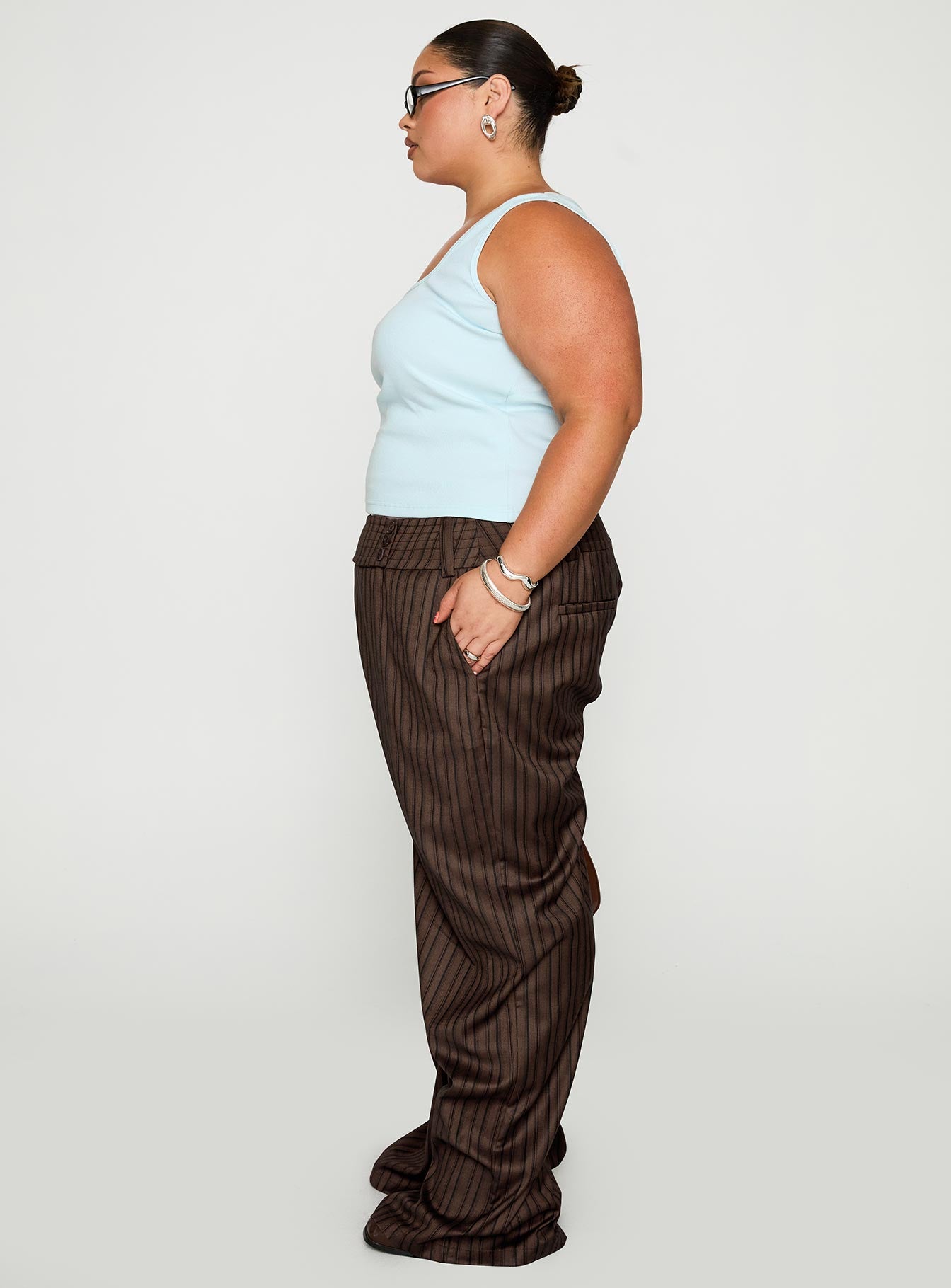 Cedars Low Rise Pant Brown Stripe Curve - Image 4