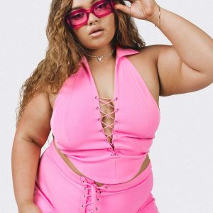 Marcia Vest Top Pink Curve
