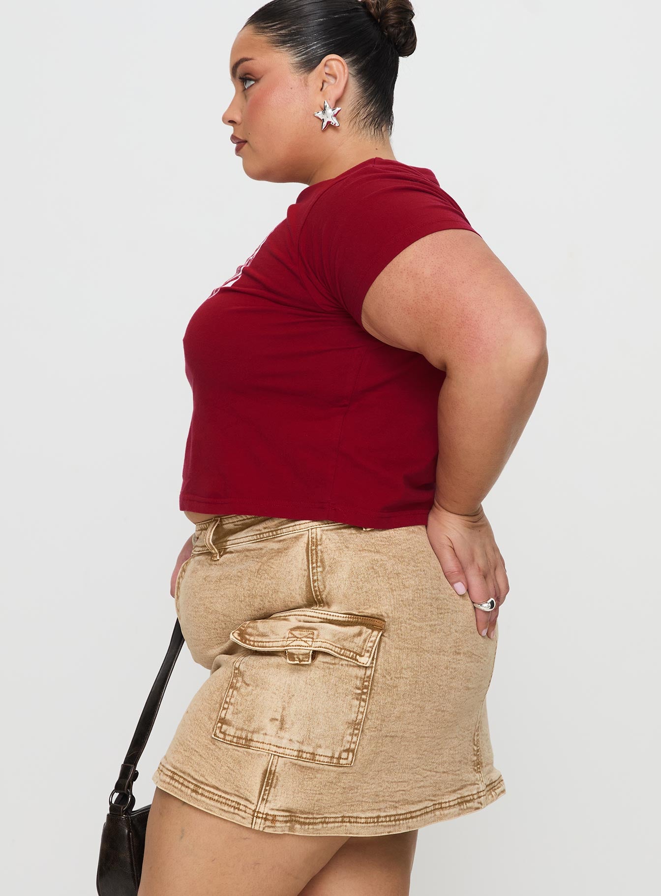 Velveta Low Rise Denim Skirt Camel Curve - Image 4