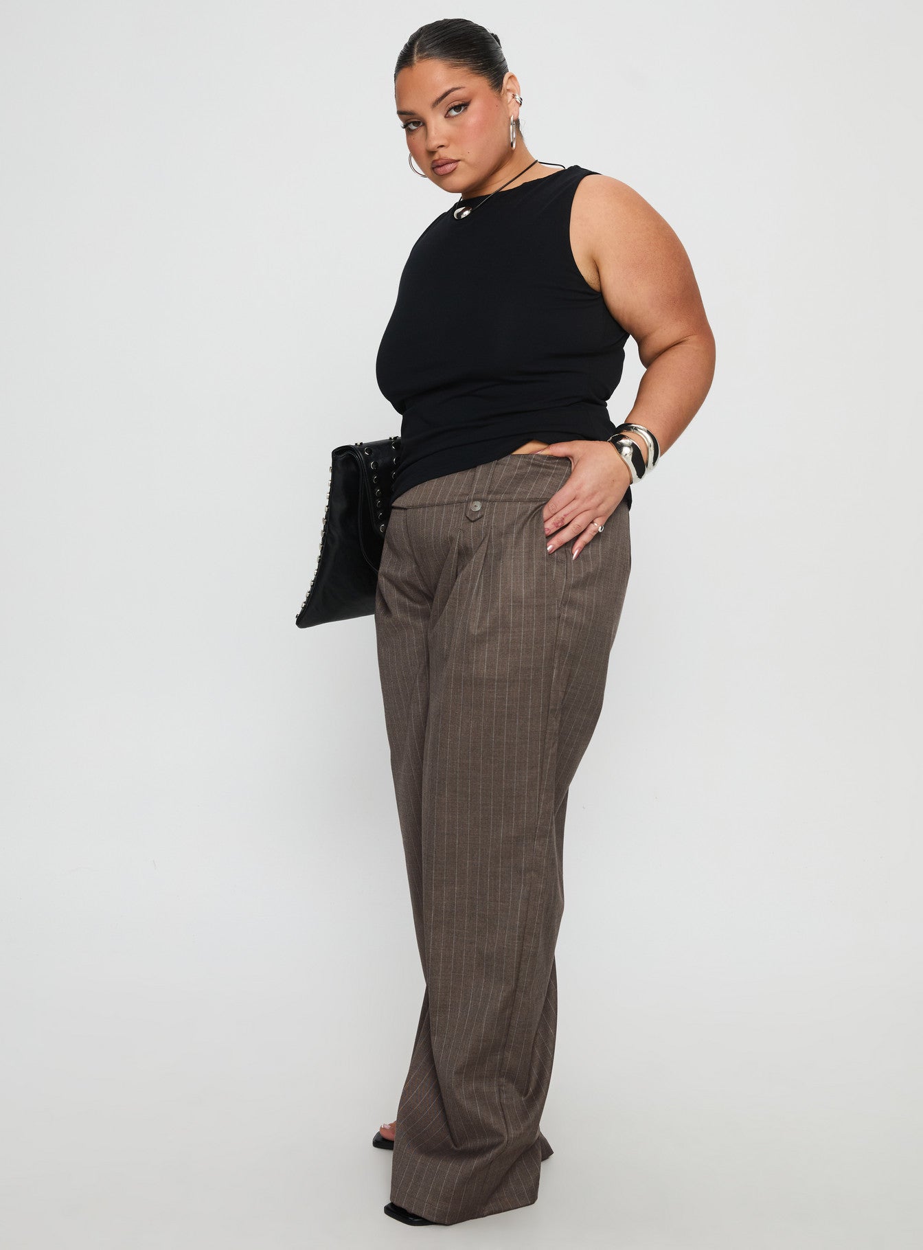 Briellea Thick Waistband Pant Pinstripe Curve - Image 4