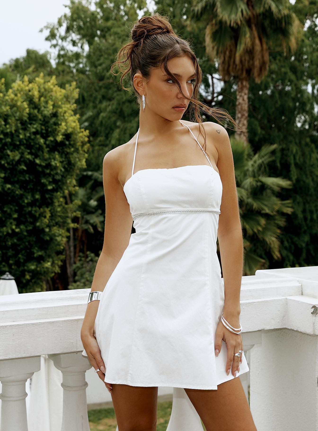 Just Promise Diamante Detail Mini Dress White - Image 3