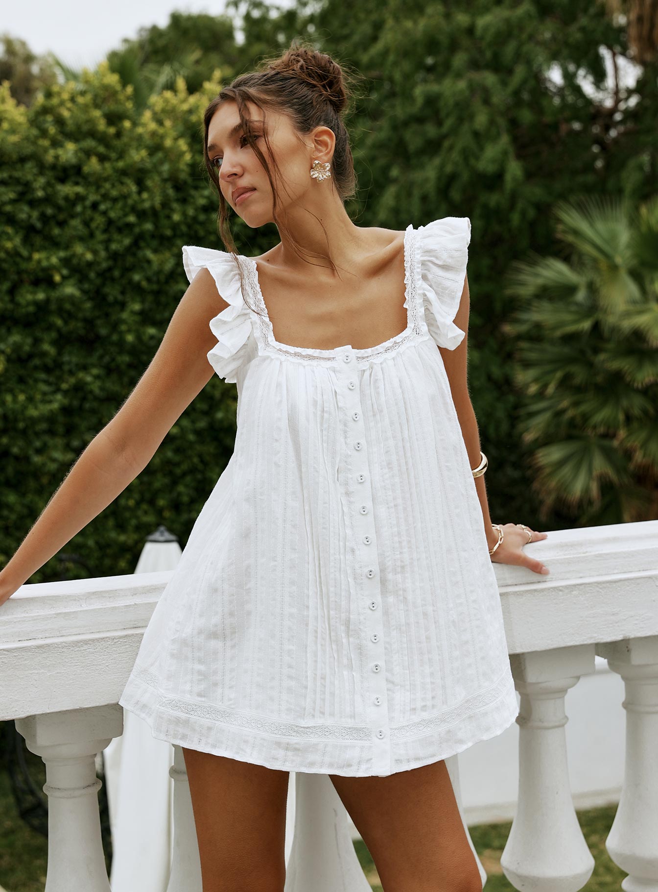 Summerland Broiderie Mini Dress White - Image 4
