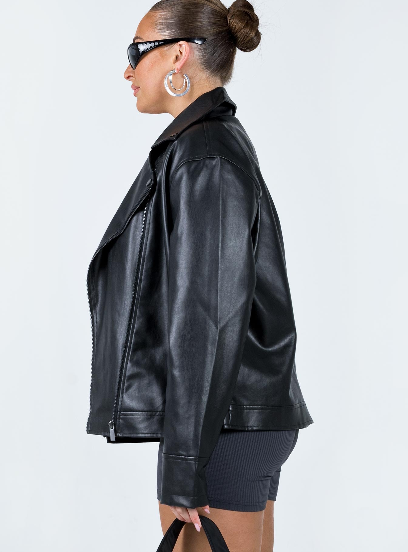 The Hitch Faux Leather Jacket Black - Image 4