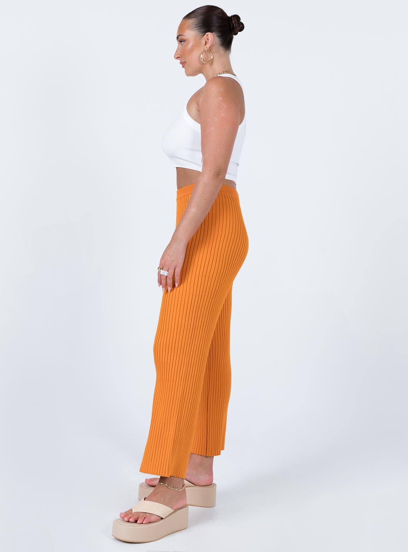 Ginny Ribbed Knit Pants Orange - Image 3