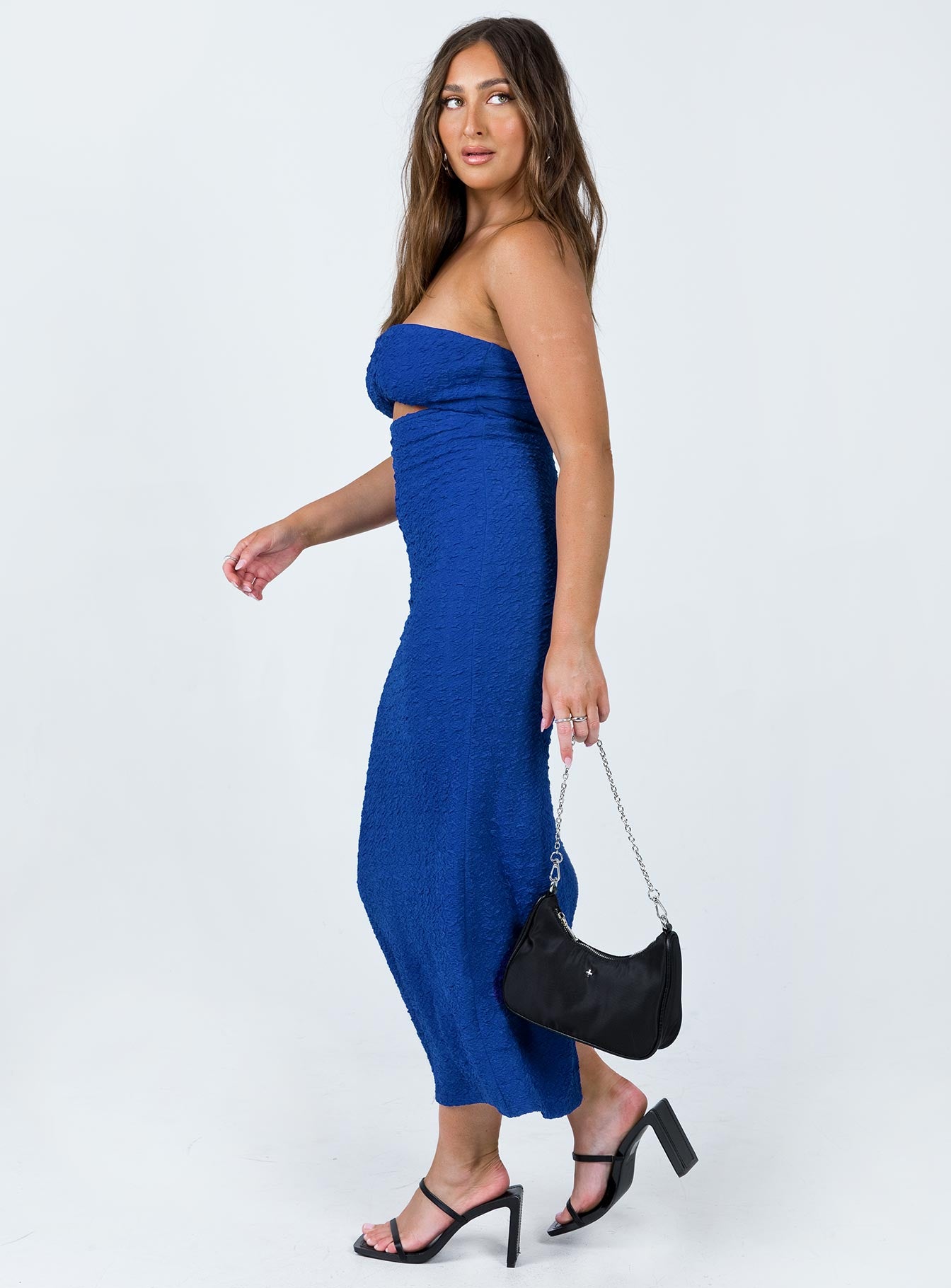 Talena Strapless Midi Dress Blue - Image 3