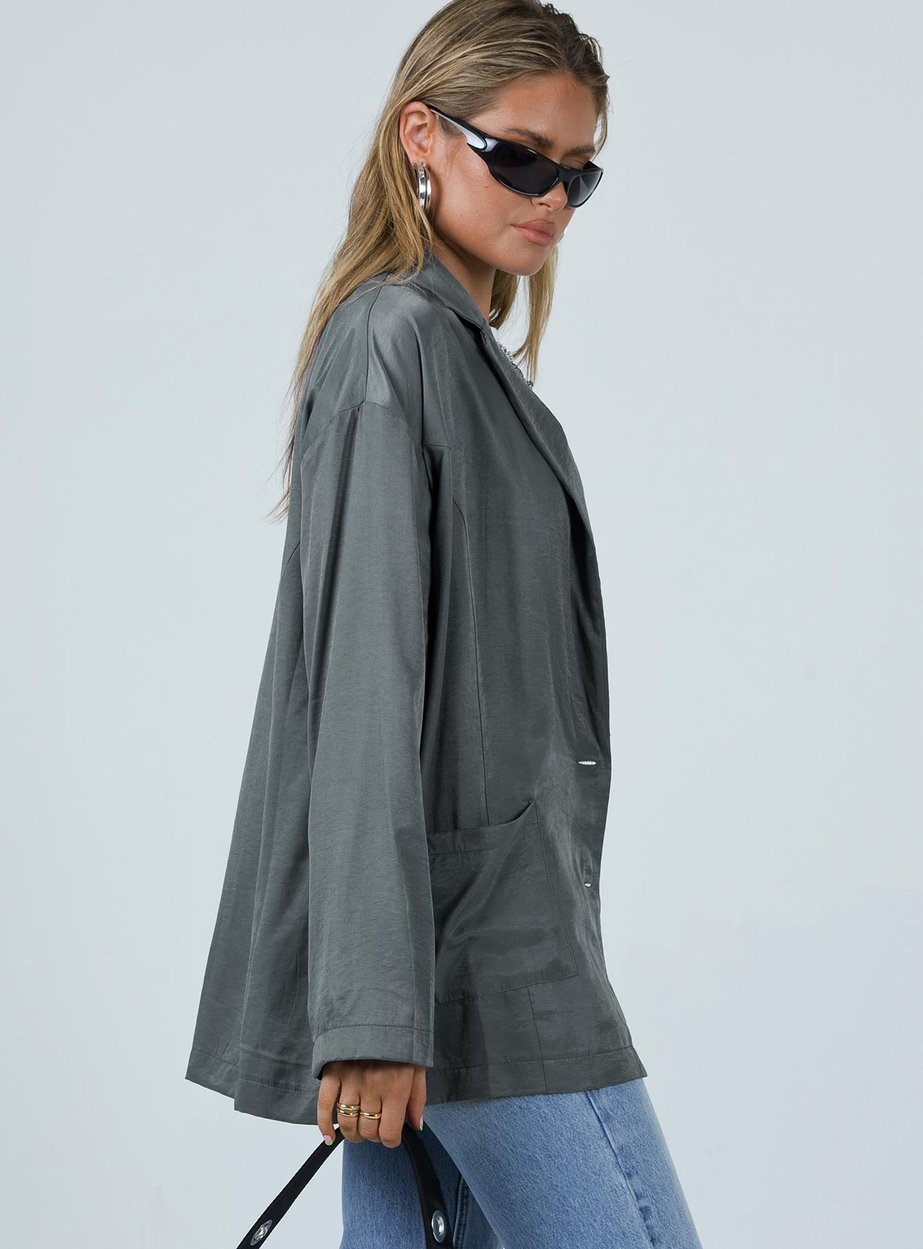 Amber Oversized Blazer Grey - Image 4
