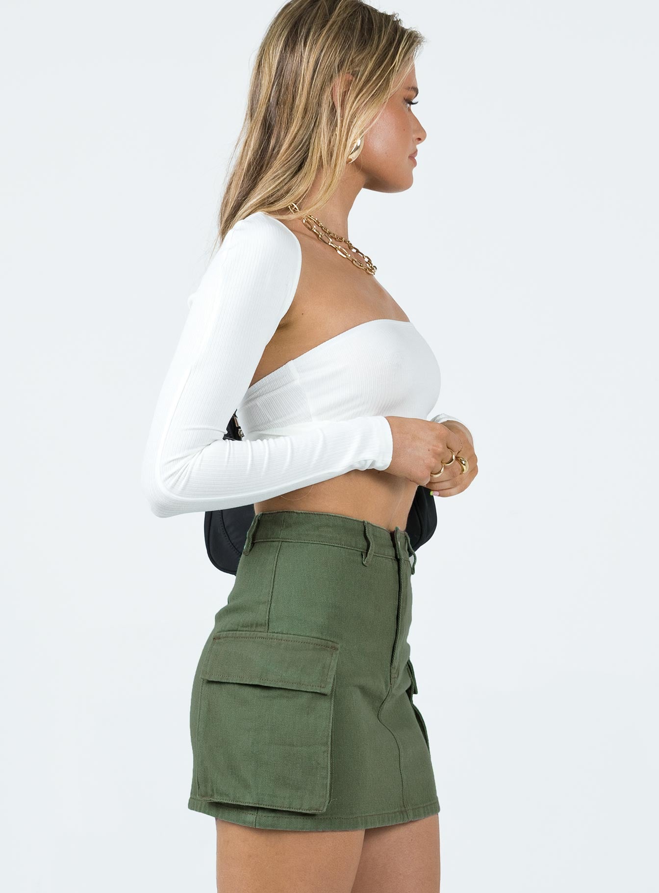 Myrtle Cargo Mini Skirt Khaki - Image 4