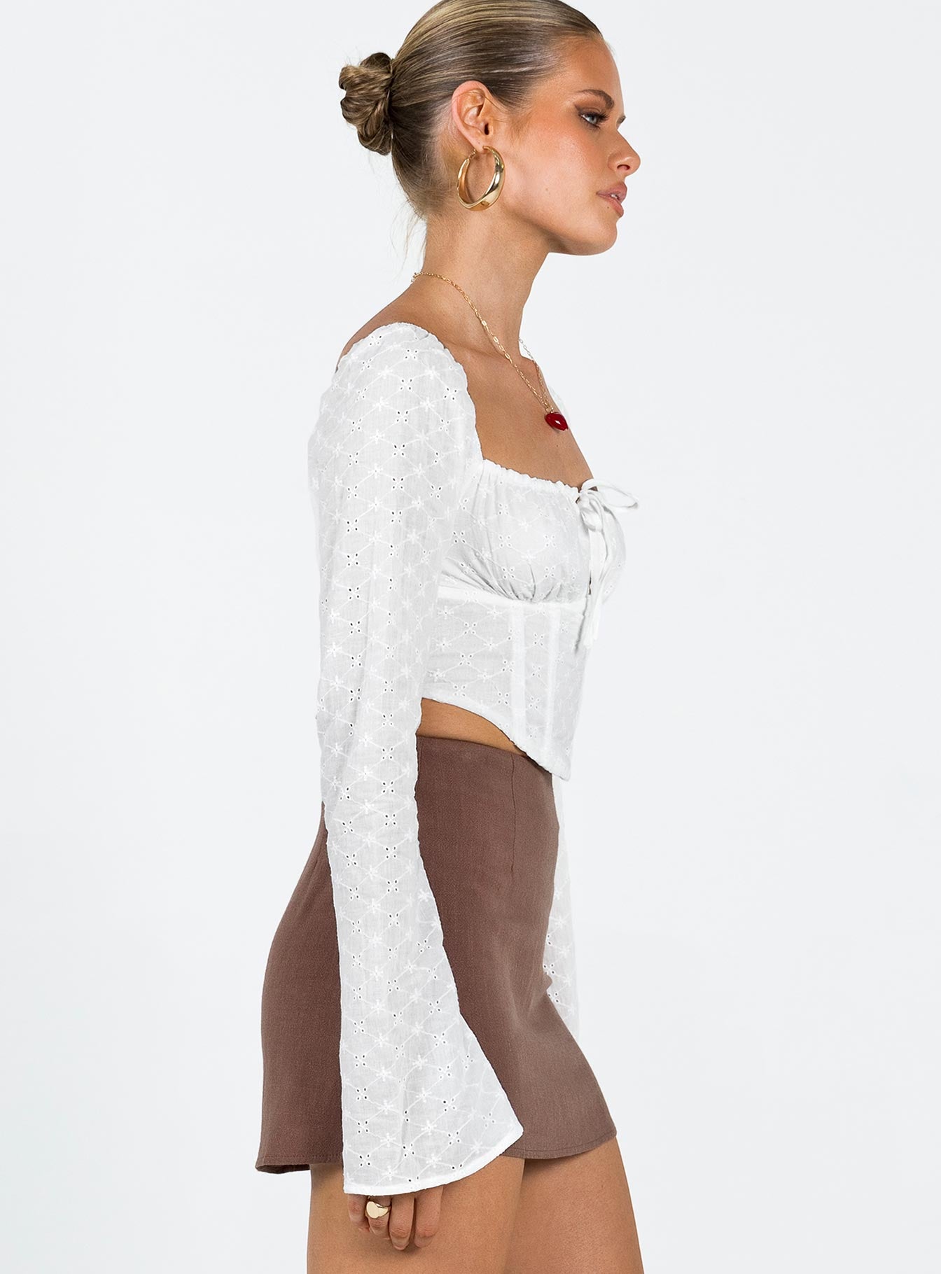 Ludlow Long Sleeve Top Ivory - Image 4