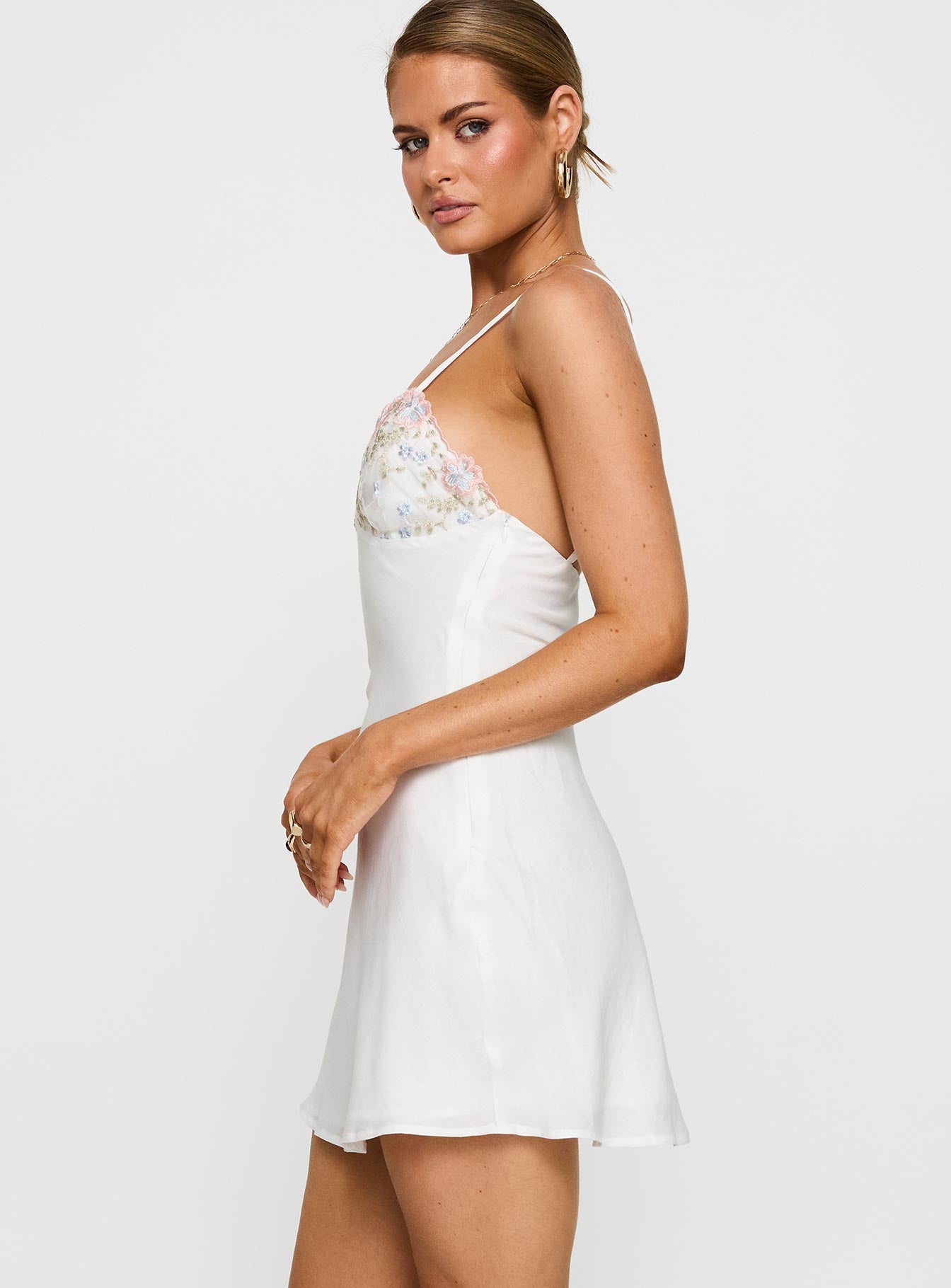 Hintz Satin Mini Dress White - Image 4