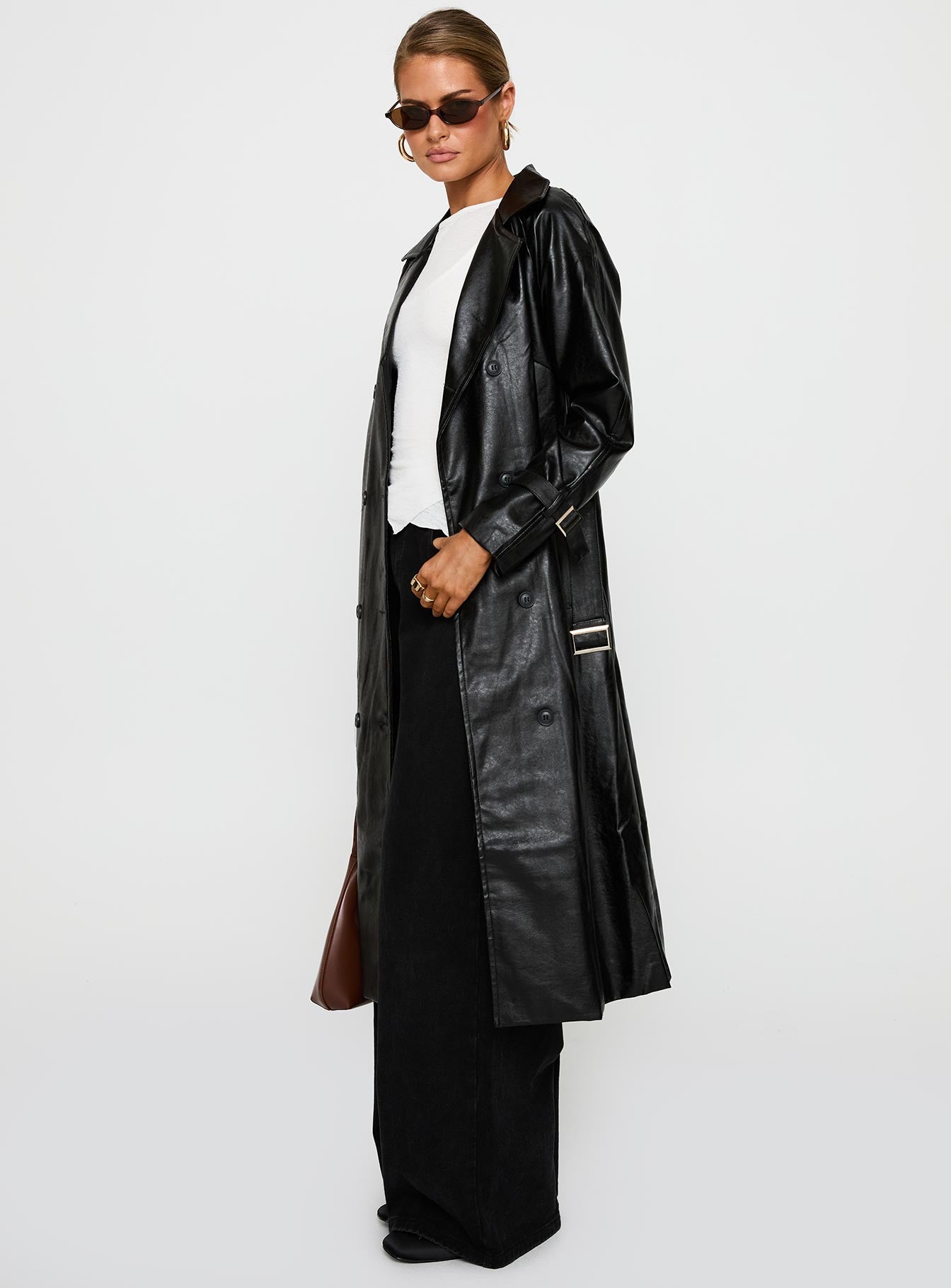 Montanna Faux Leather Coat Black - Image 4