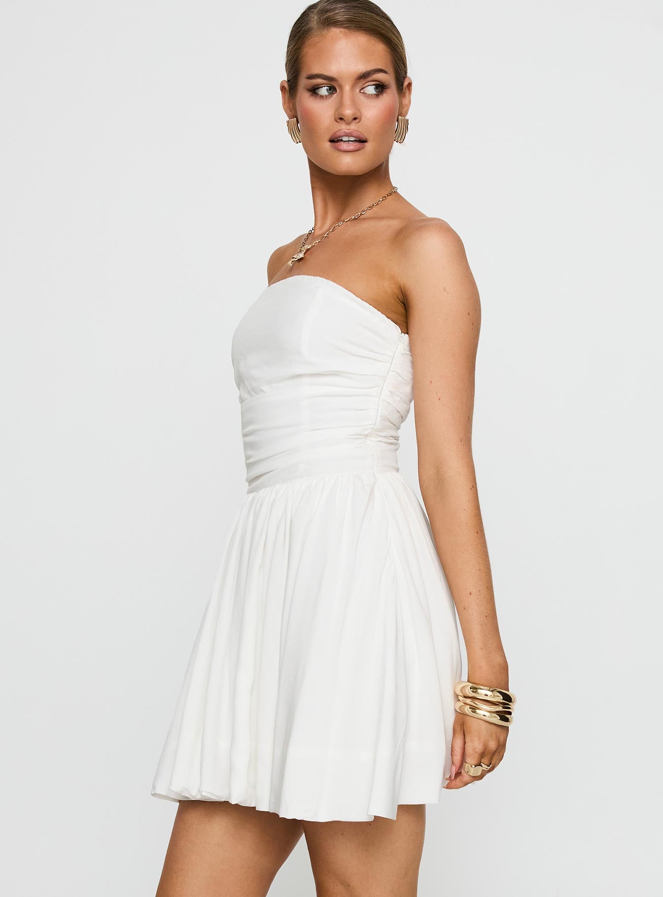Rashida Strapless Mini Dress White - Image 4