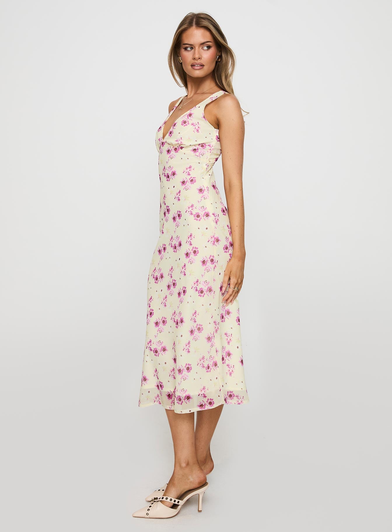 Nellie Midi Dress Yellow Floral - Image 4