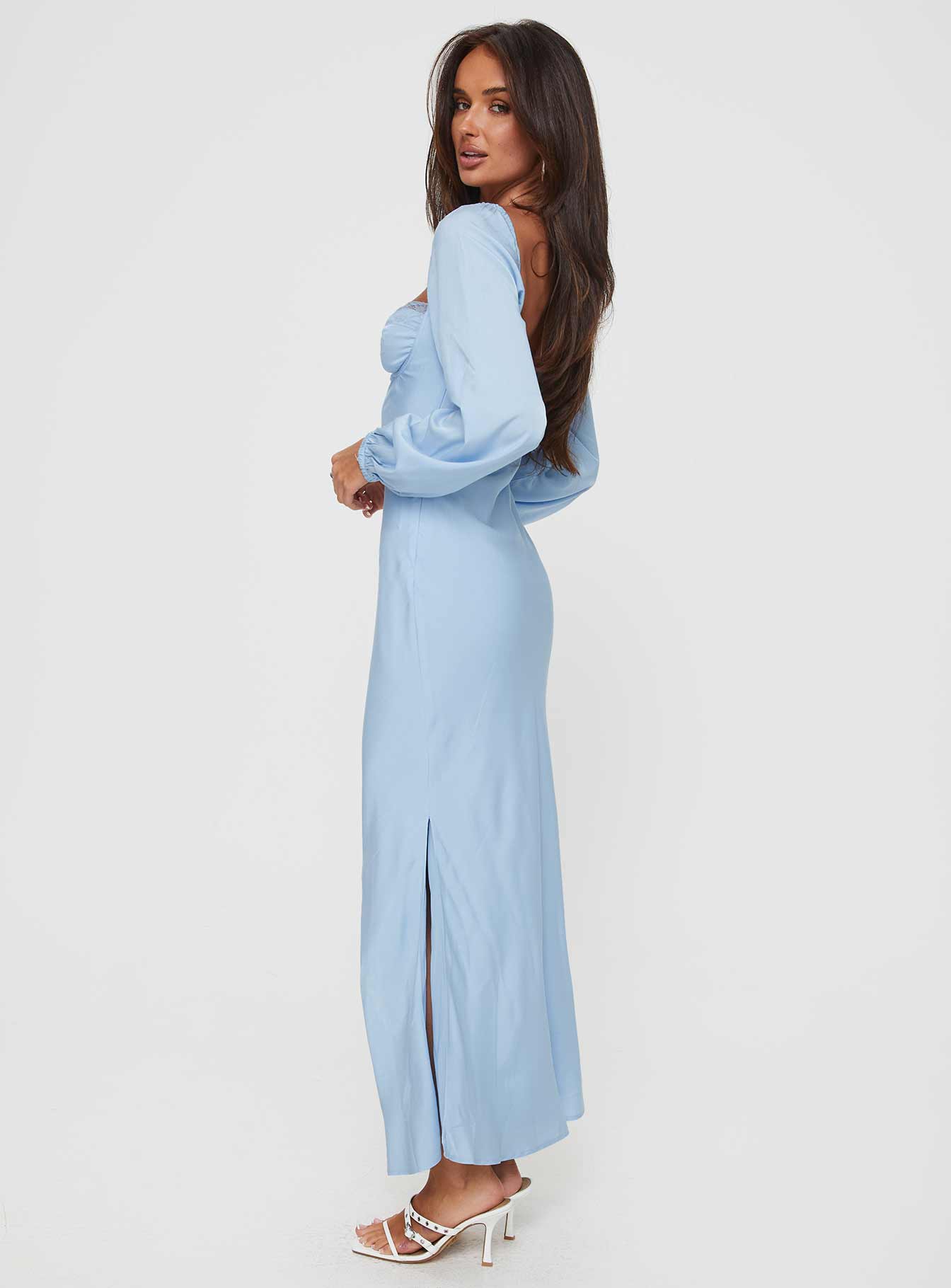 Hazel Long Sleeve Maxi Dress Blue - Image 3