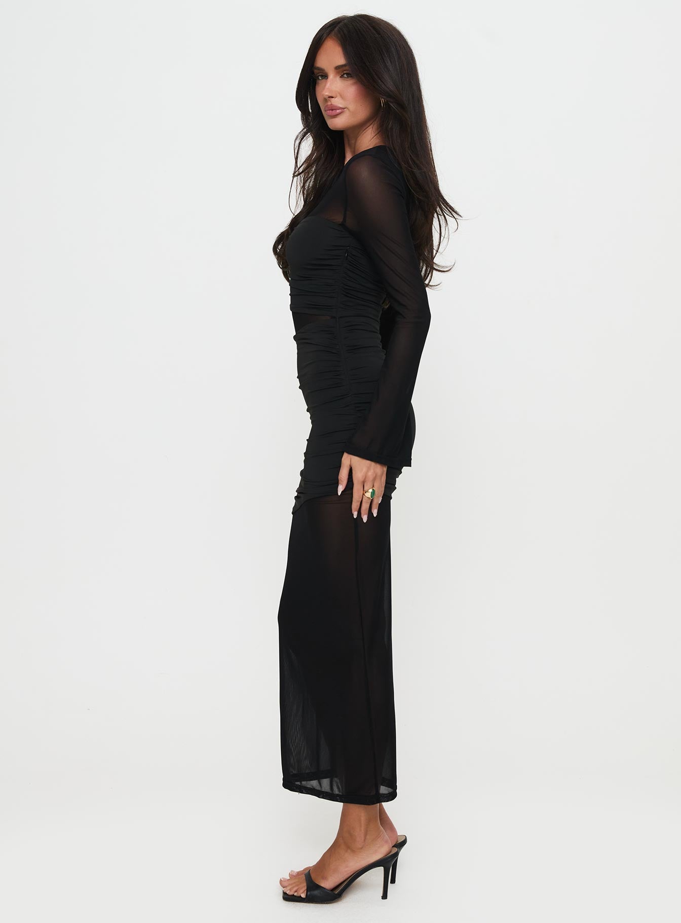Meira Sheer Maxi Dress Black - Image 3