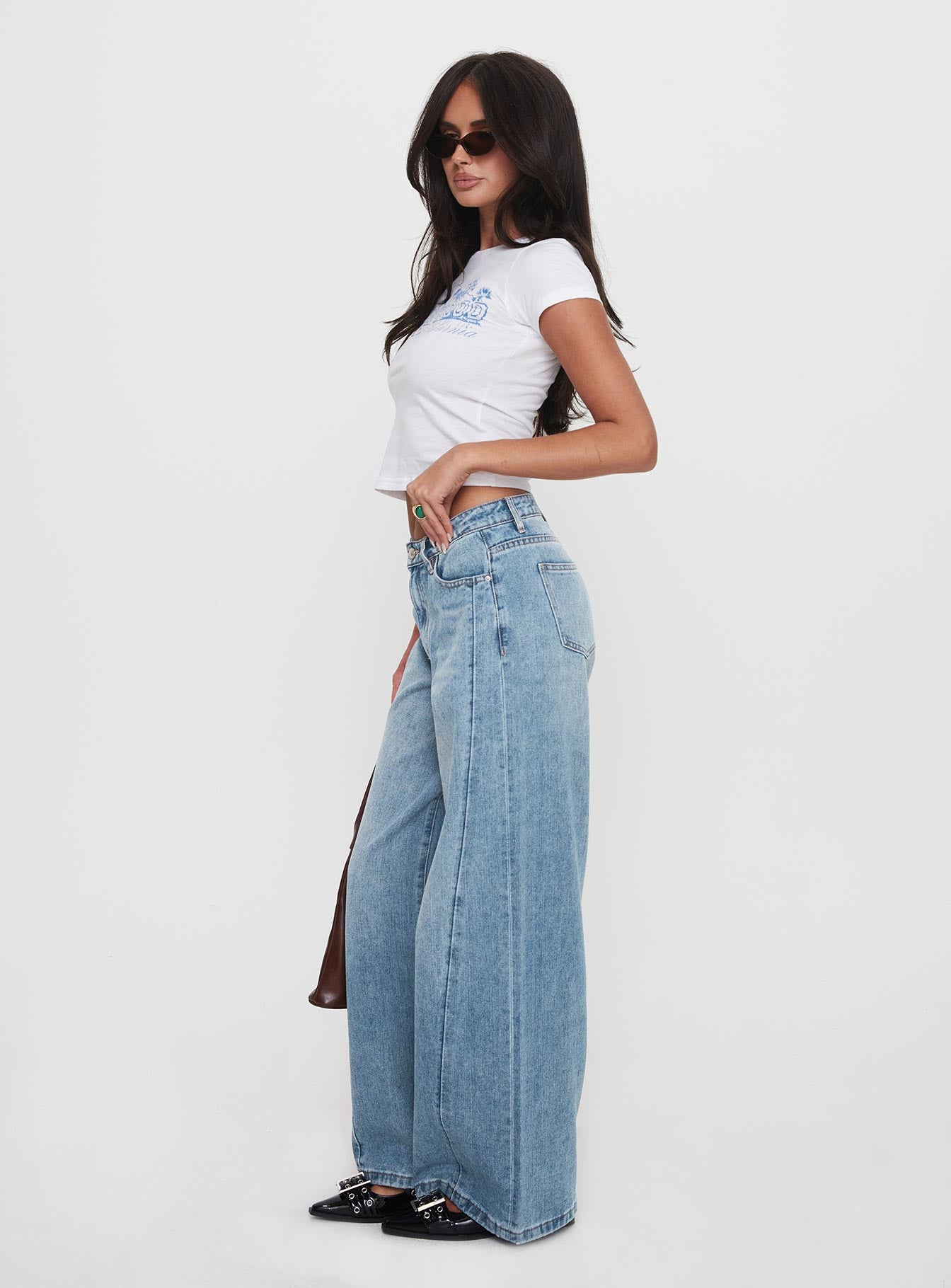 Ringer Low Rise Wide Leg Jeans Blue - Image 4
