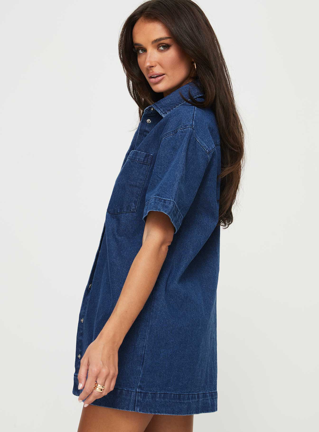 Haun Denim Mini Dress Dark Wash - Image 4