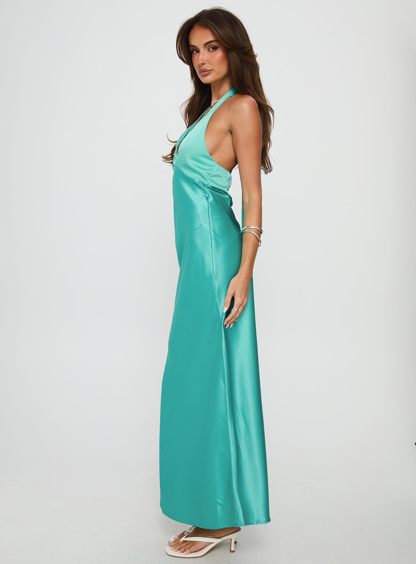 Annalia Scarf Tie Maxi Dress Aqua - Image 4
