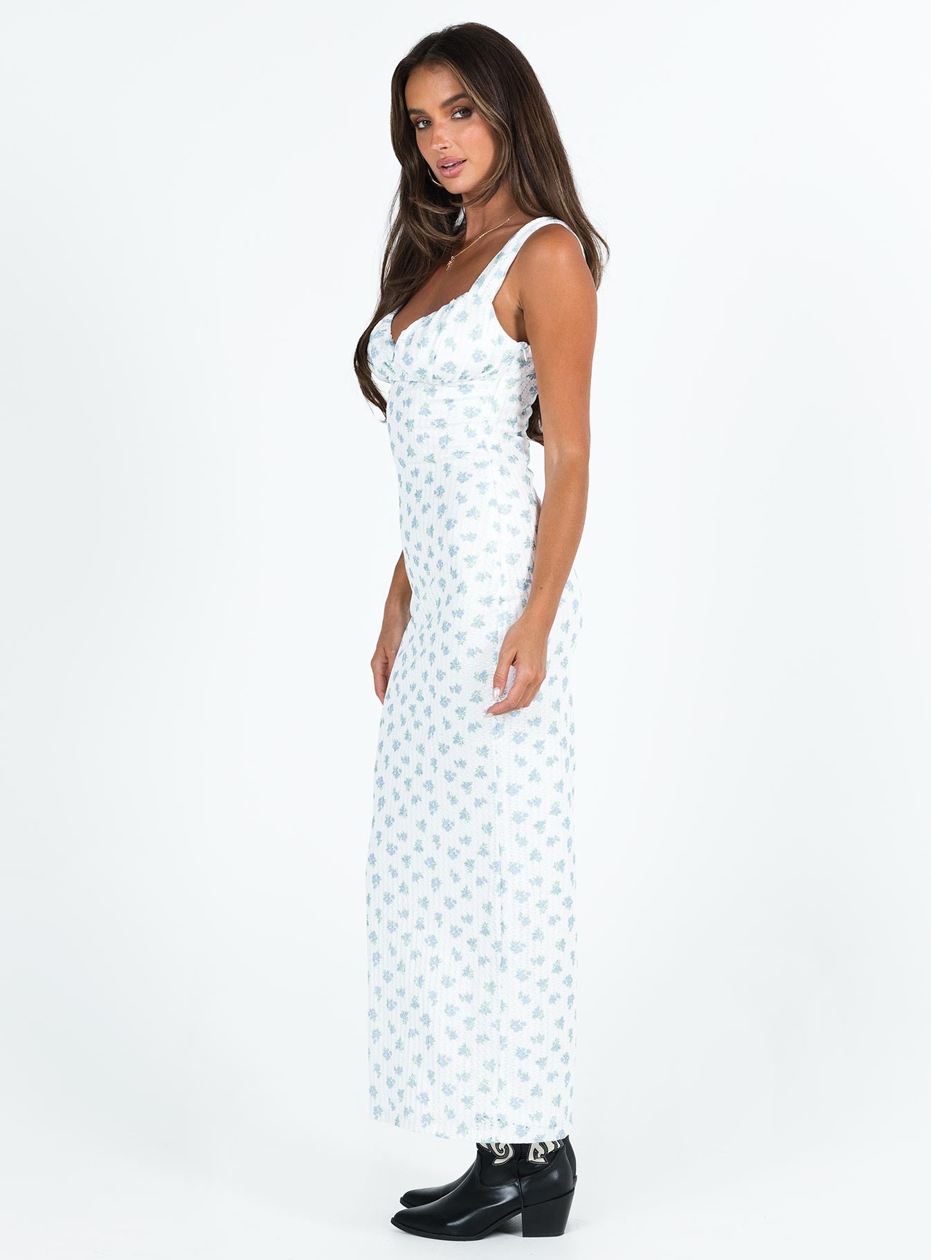 Lupton Maxi Dress White / Blue Floral - Image 3