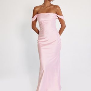 Azura Off The Shoulder Maxi Dress Pink