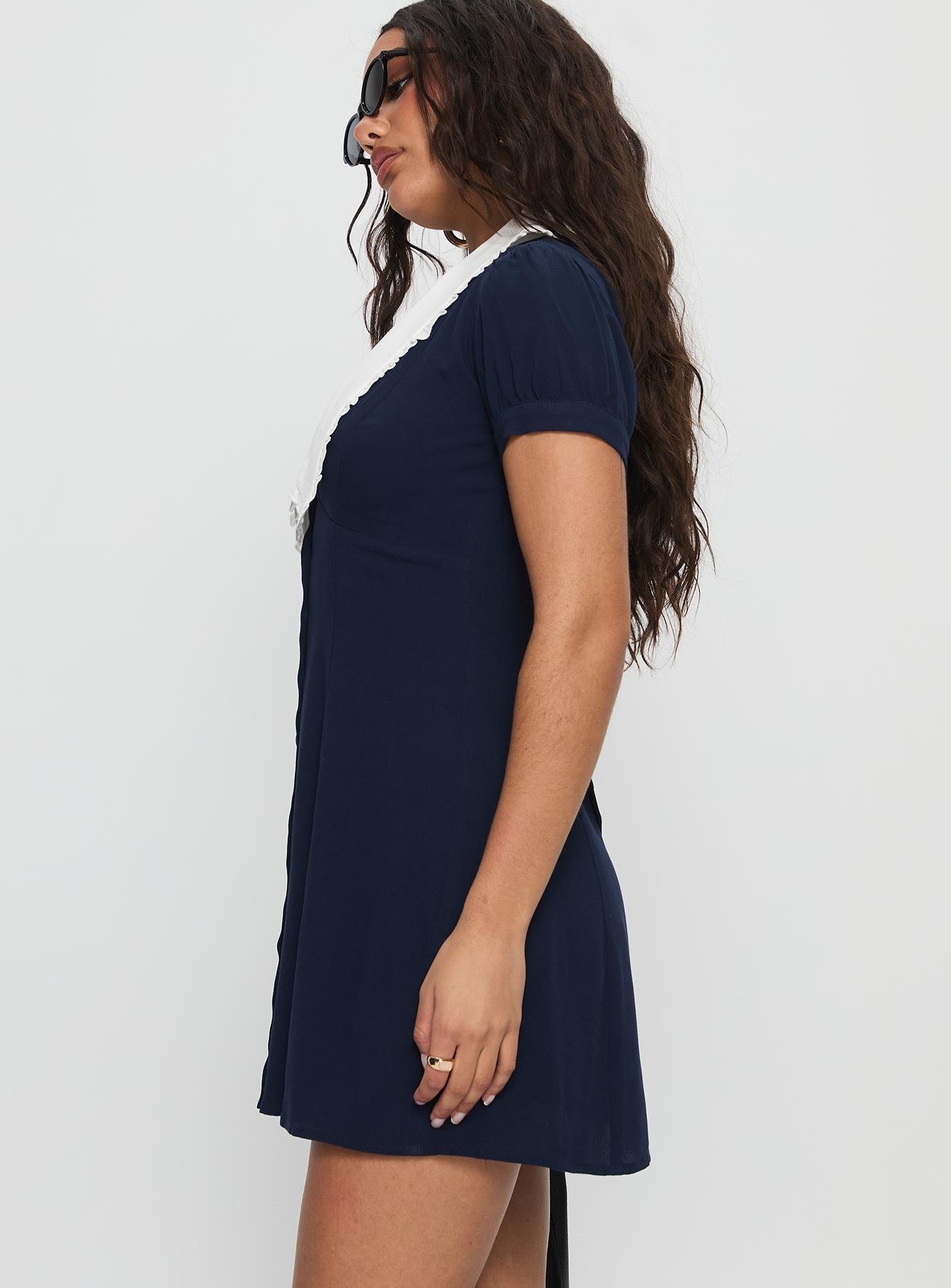 Fabiola Collared Mini Dress Navy - Image 4