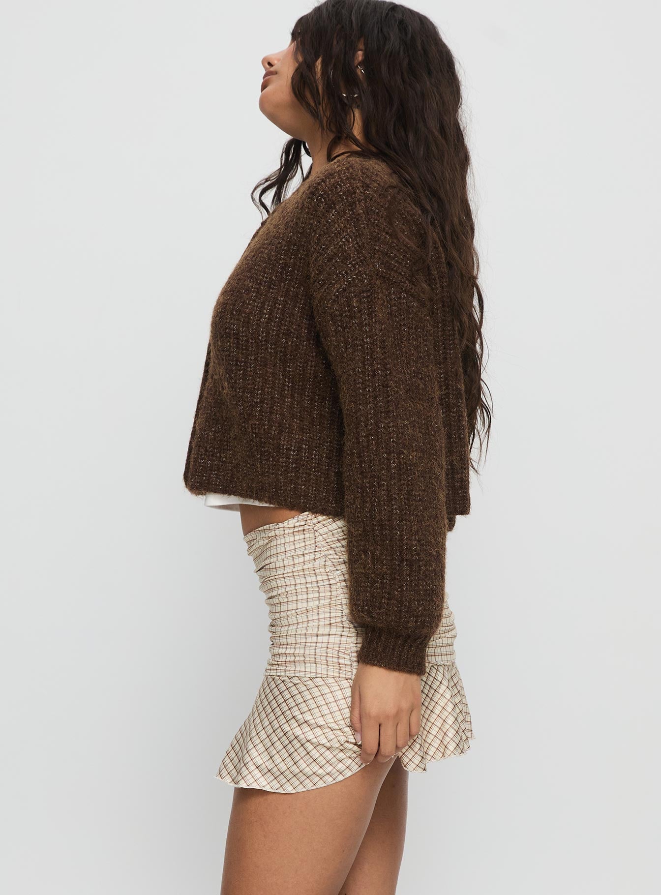 Celebrations Mini Skirt Beige Check - Image 4