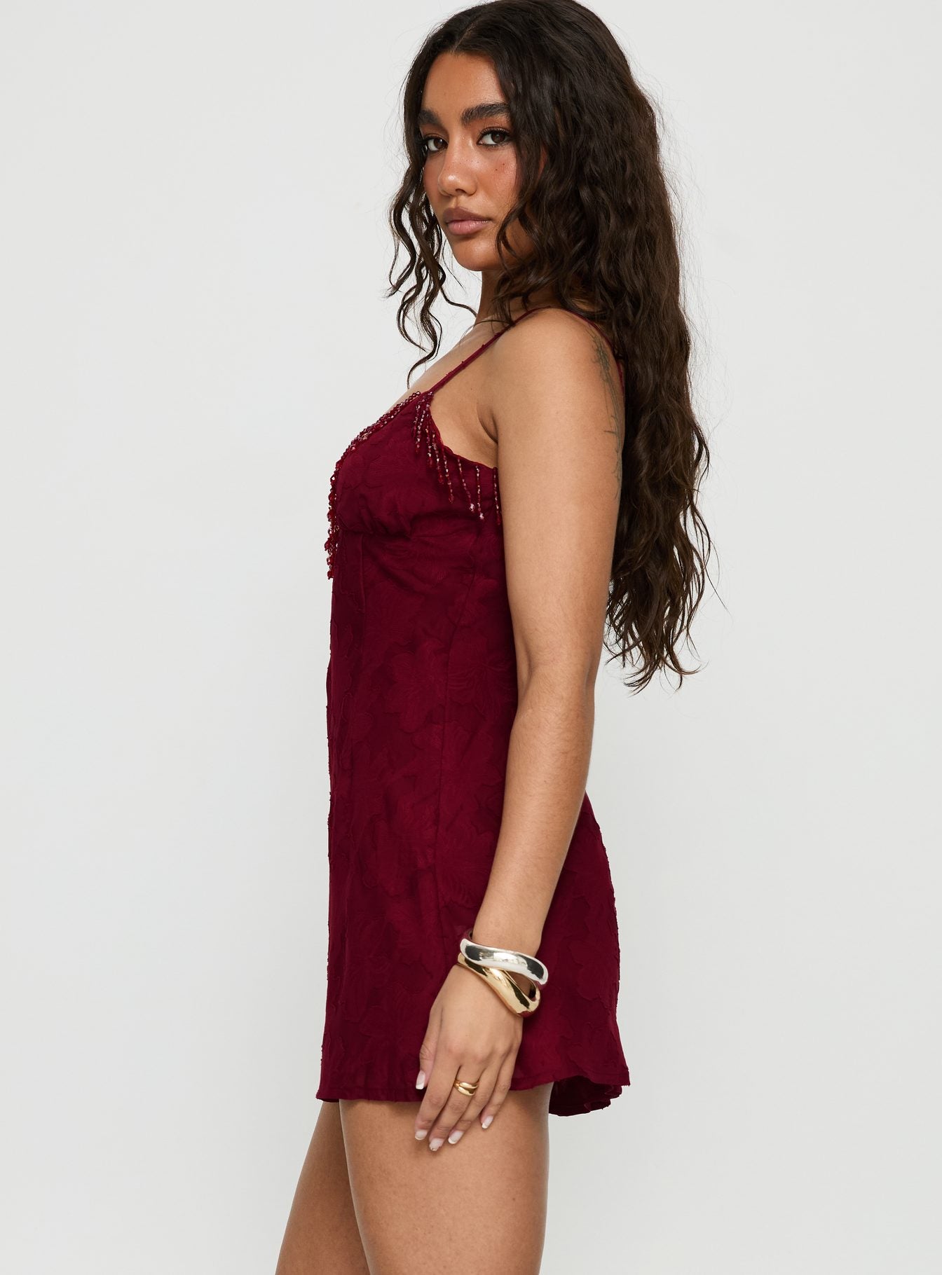 Tanisha Drop Neckline Mini Dress Red - Image 3
