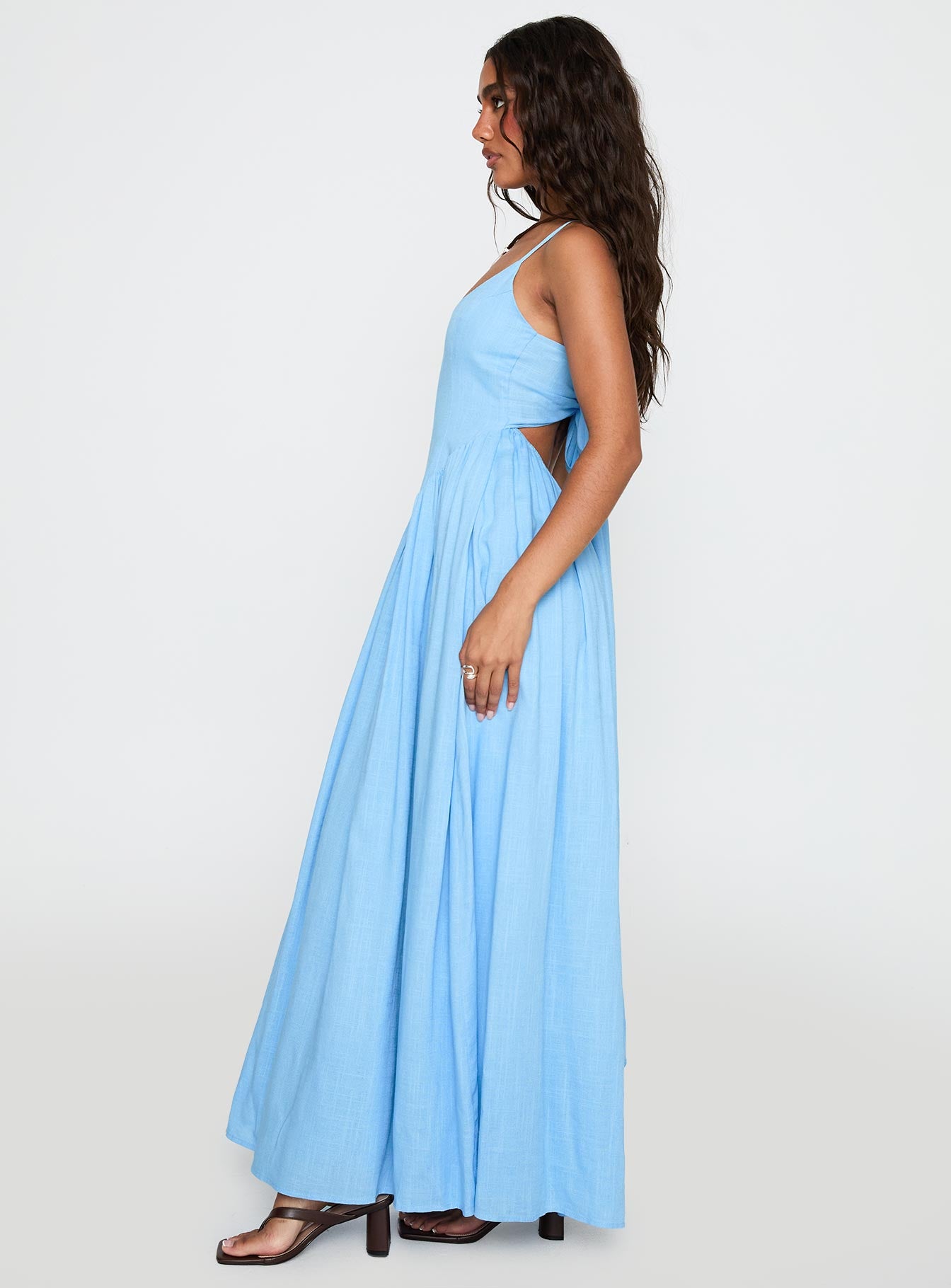Palisades Tie Up Maxi Dress Blue - Image 3