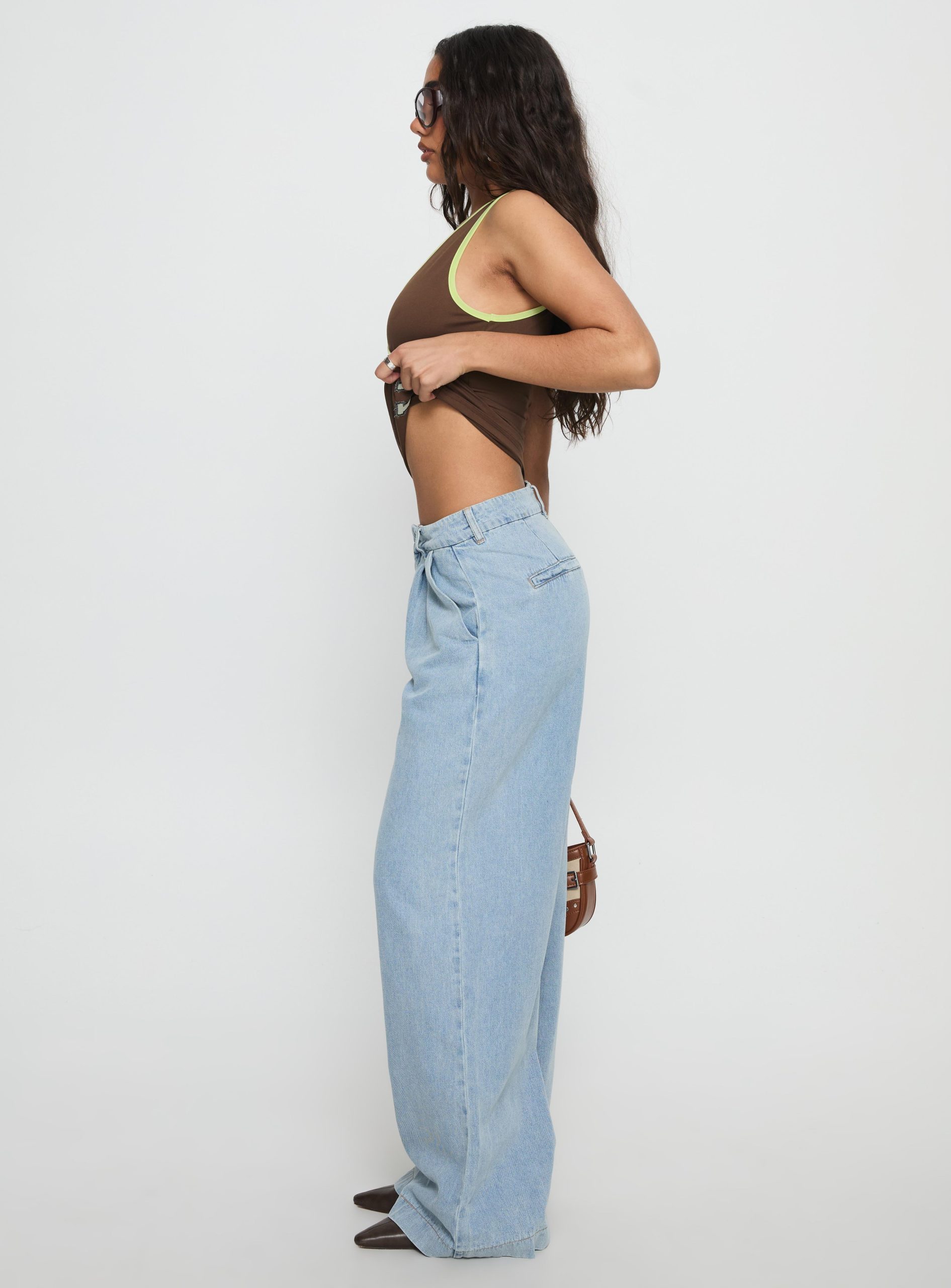 Siloh Mid Rise Wide Leg Denim Jeans Light Blue Wash - Image 3