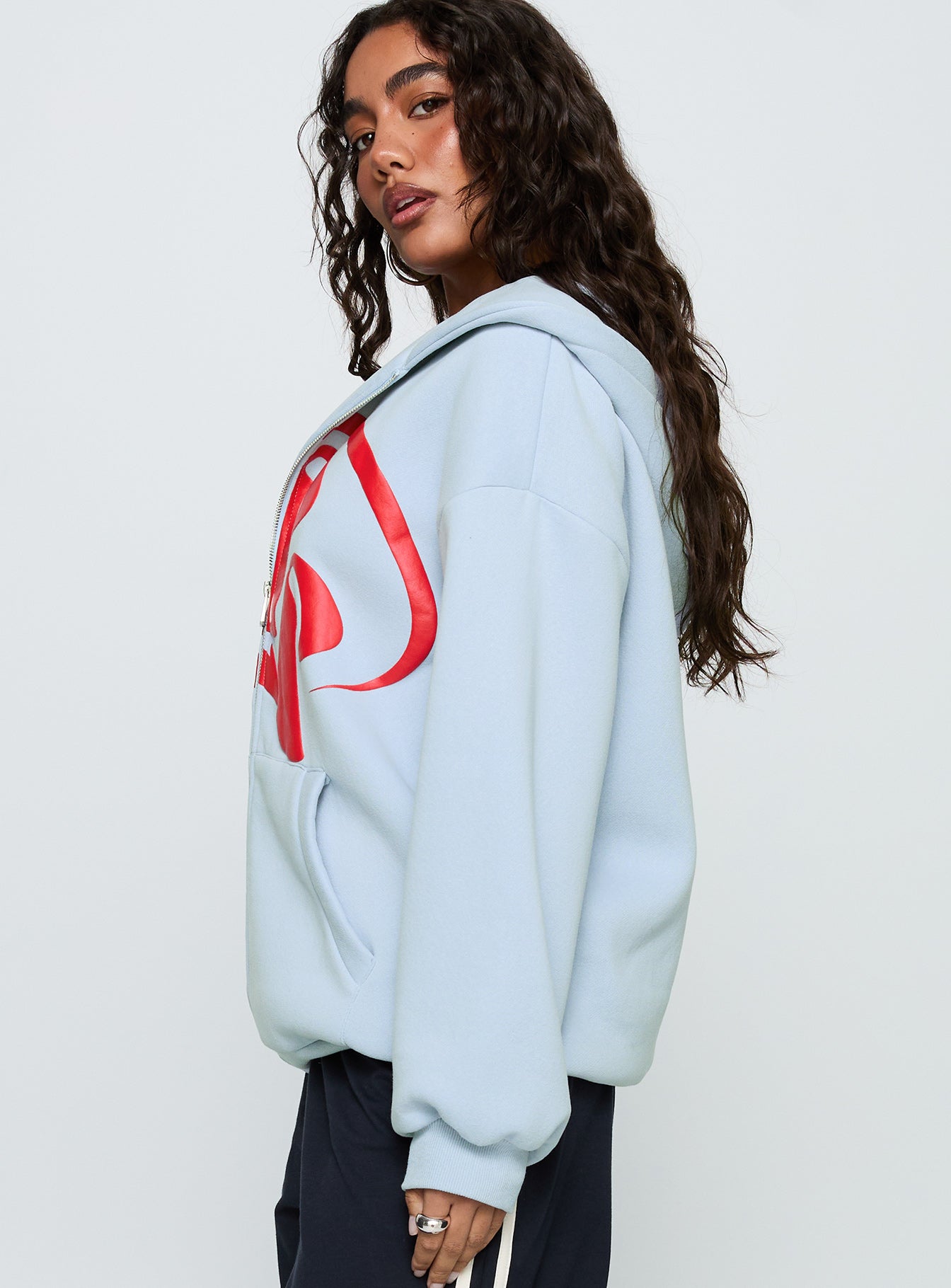 Starblazer Zip Up Graphic Hoodie Blue / Red - Image 4