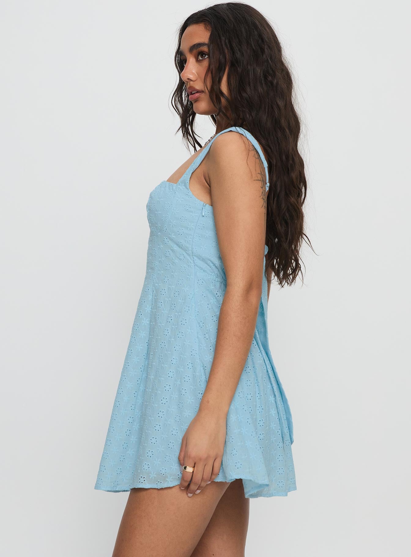 Xanthus Embroidered Mini Dress Blue - Image 3
