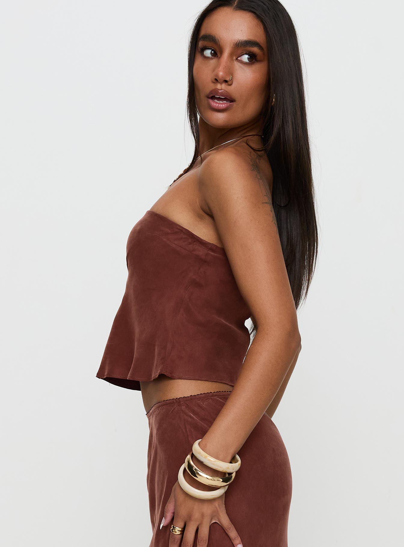 Lucelia Strapless Top Brown - Image 4