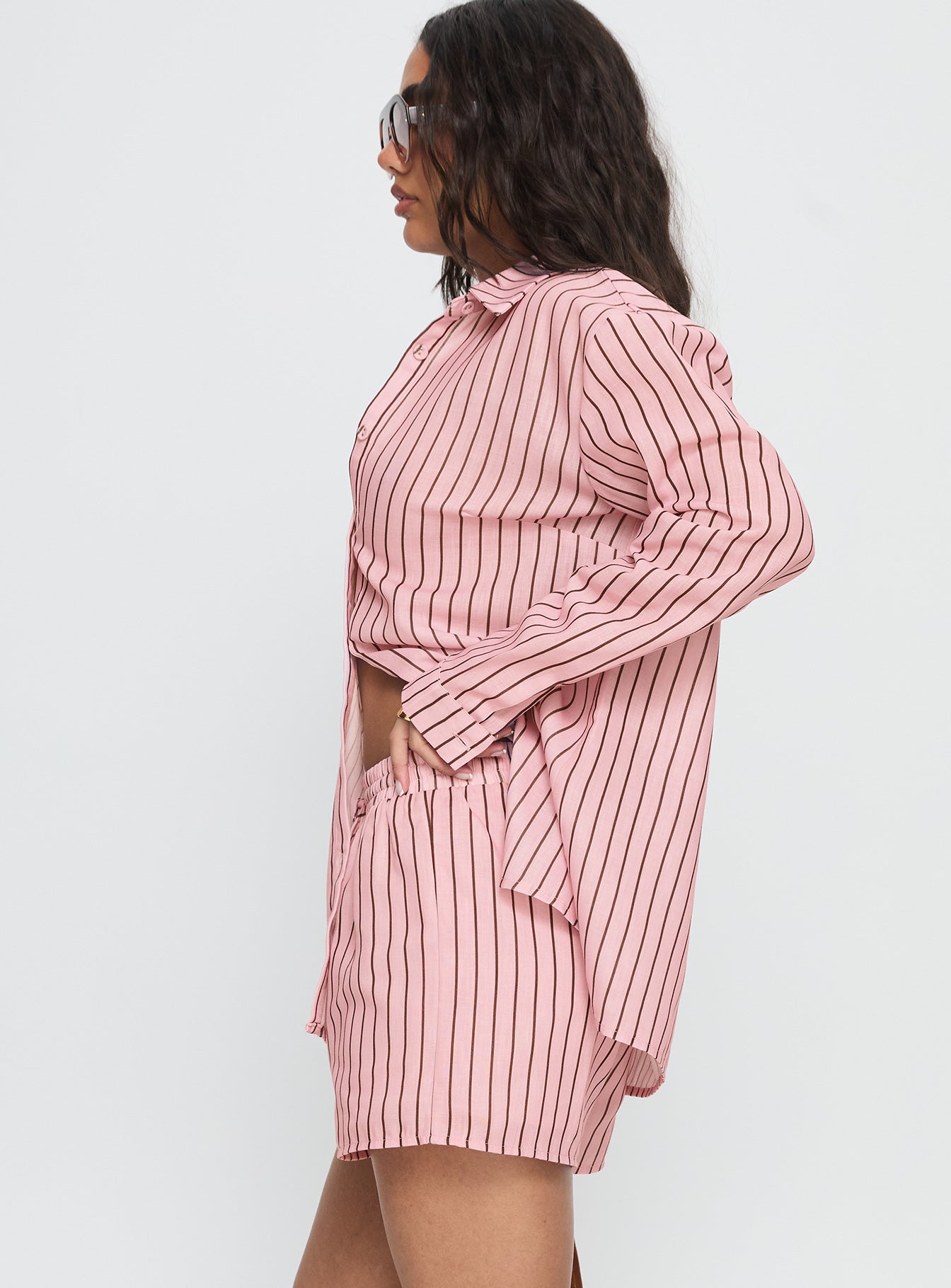 Chloe Set Pink / Brown Stripe - Image 4