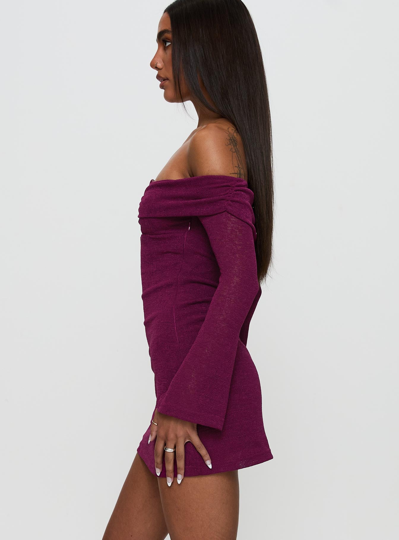 Firenza Long Sleeve Mini Dress Purple - Image 4
