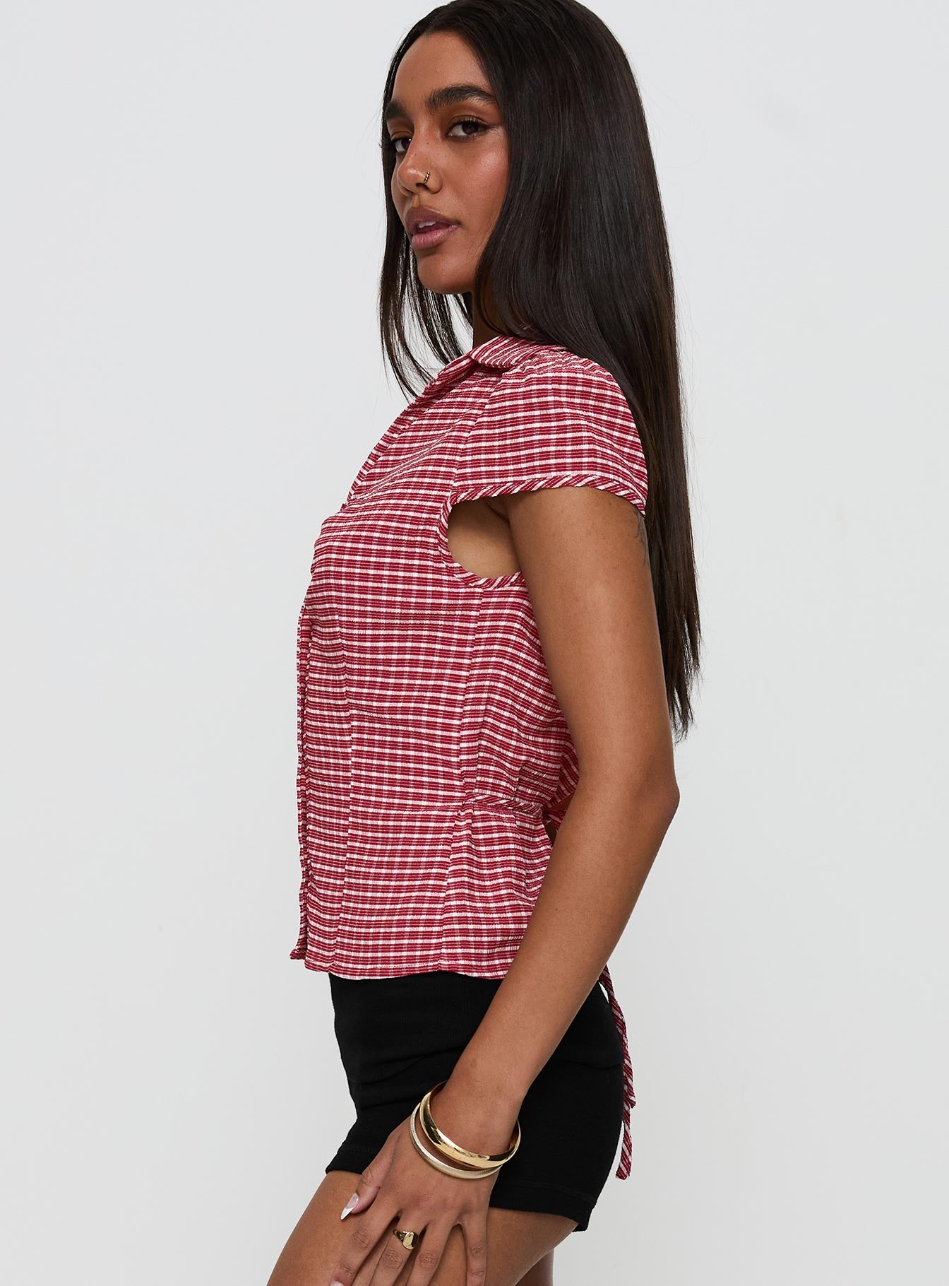 Arianwyn Short Sleeve Shirt Red Check - Image 4