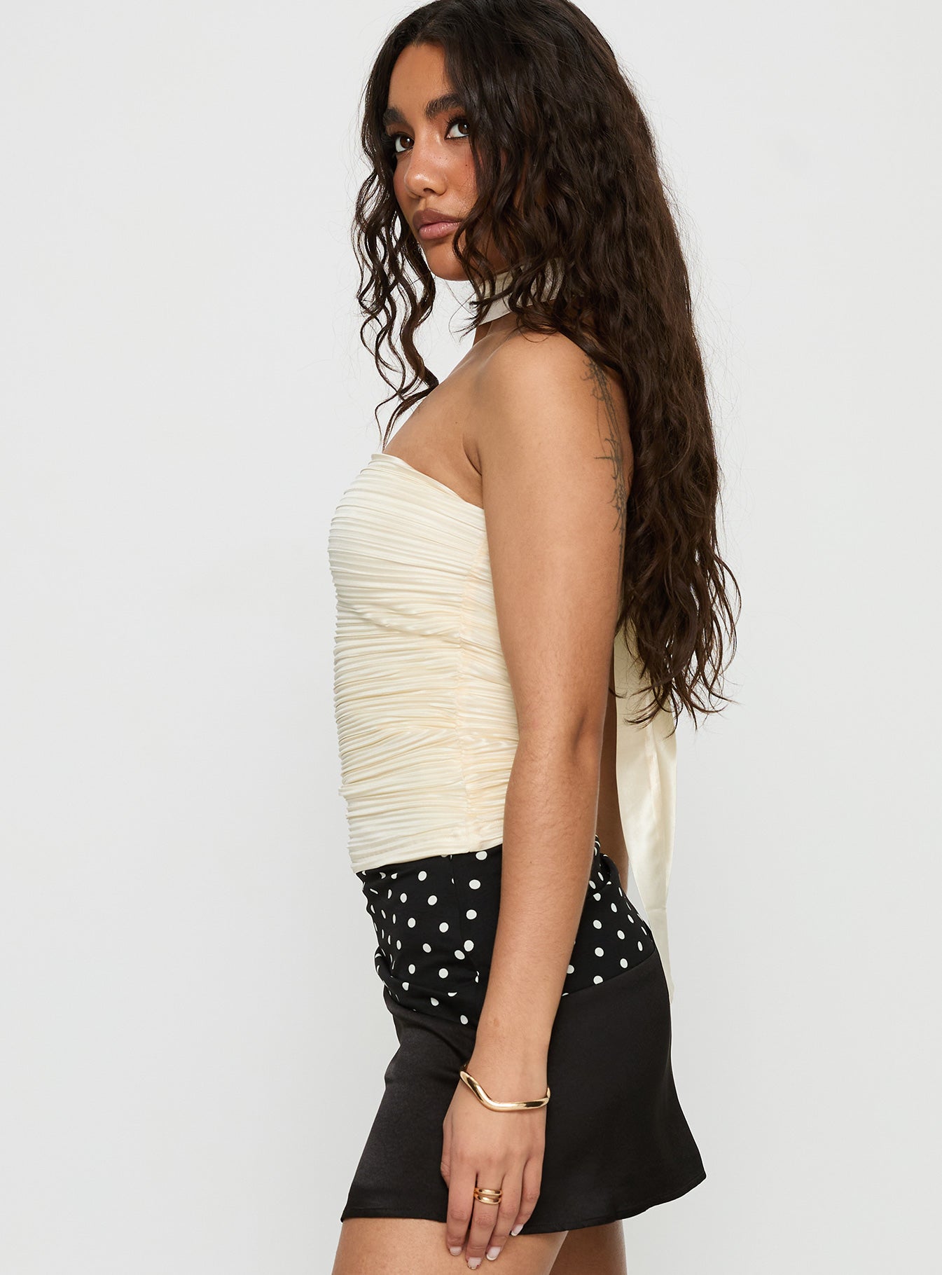 Plentiful Strapless Scarf Detail Top Champagne - Image 4