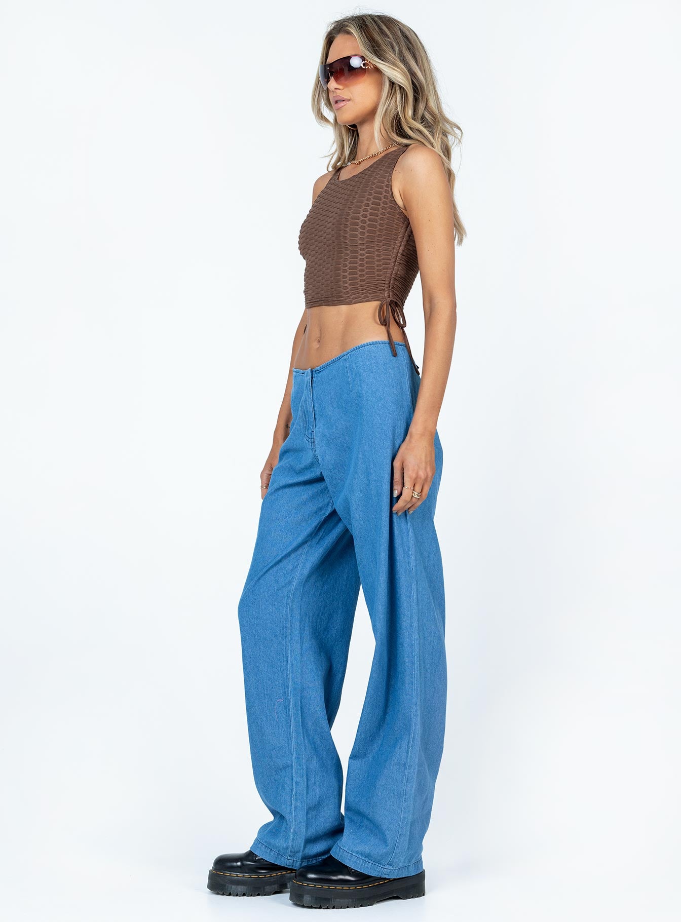 Motel Sedna Trouser Denim Stone Wash Blue - Image 4