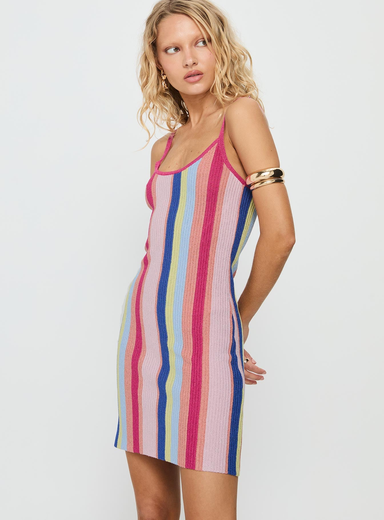 Yazmine Knit Mini Dress Multi Stripe - Image 4
