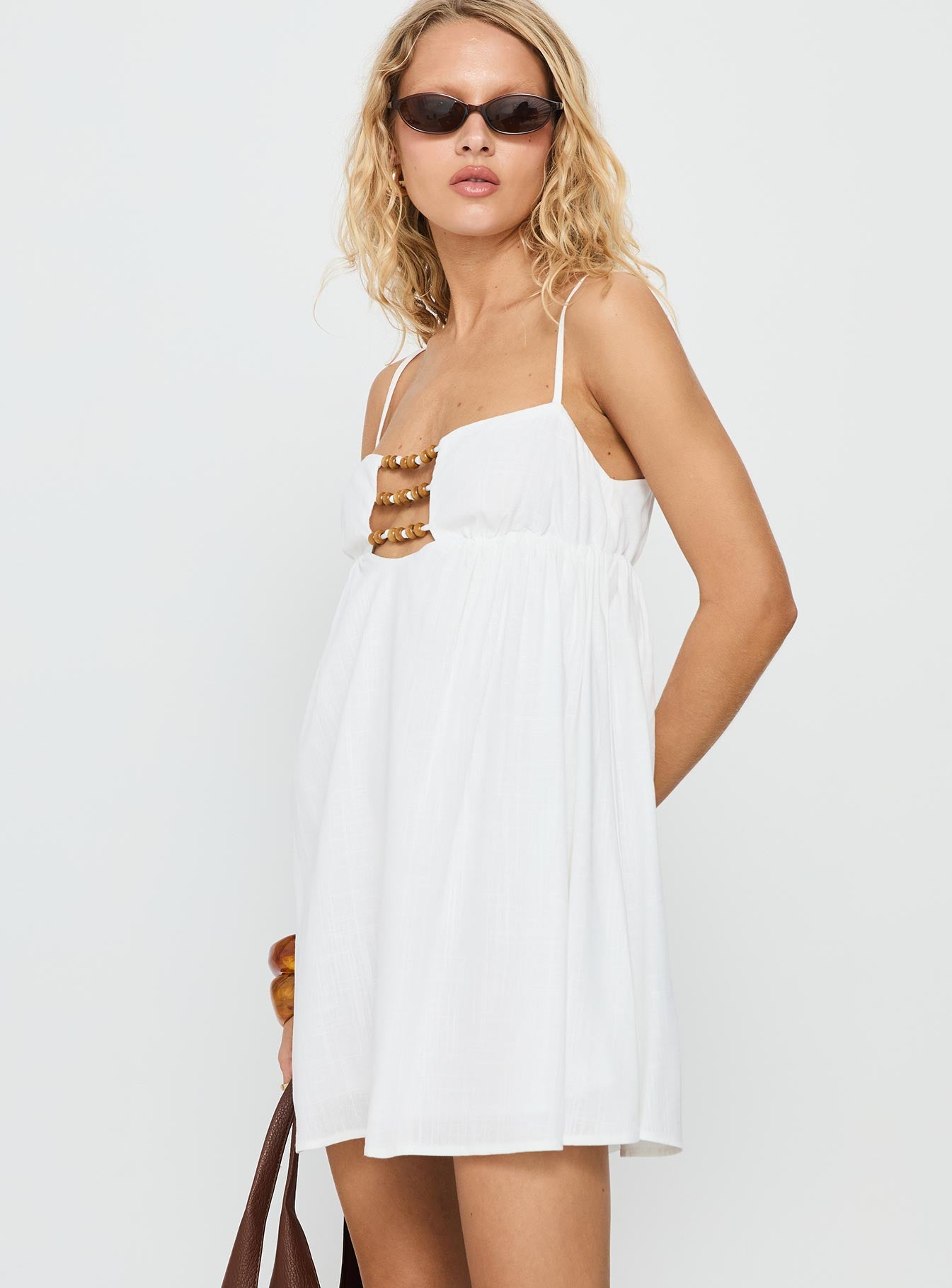 Beabado Beaded Mini Dress White - Image 4