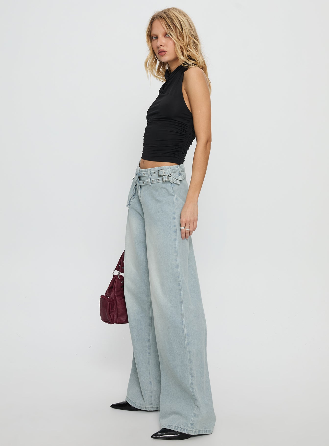 Paltrow Mid Rise Wide Leg Cargo Jeans Black - Image 13