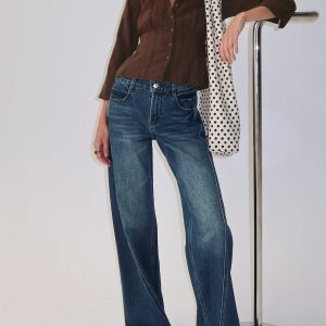 Kellsie High Rise Wide Leg Jeans Dark Blue Wash