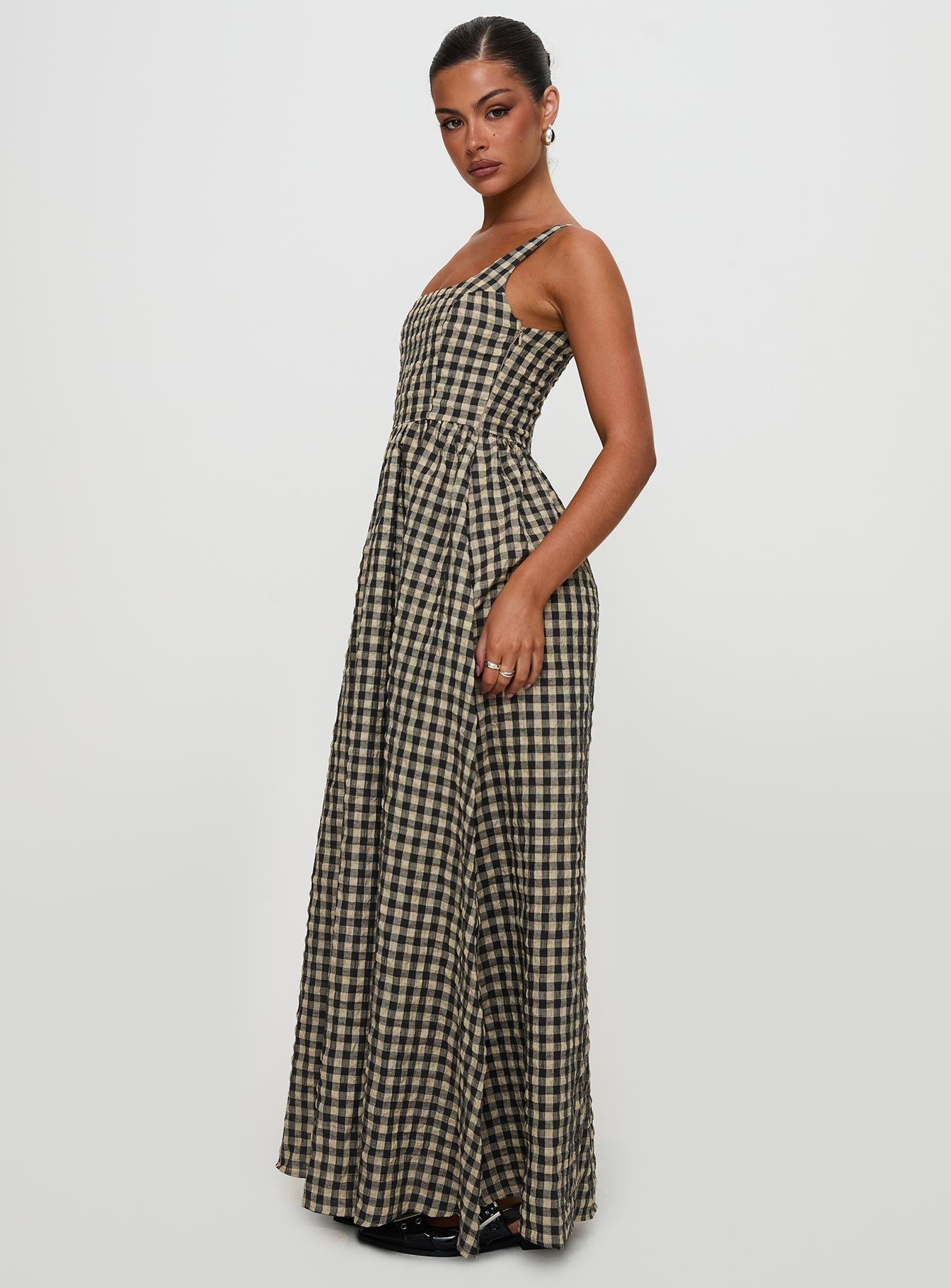 Cartmel Check Maxi Dress Black / Cream - Image 7