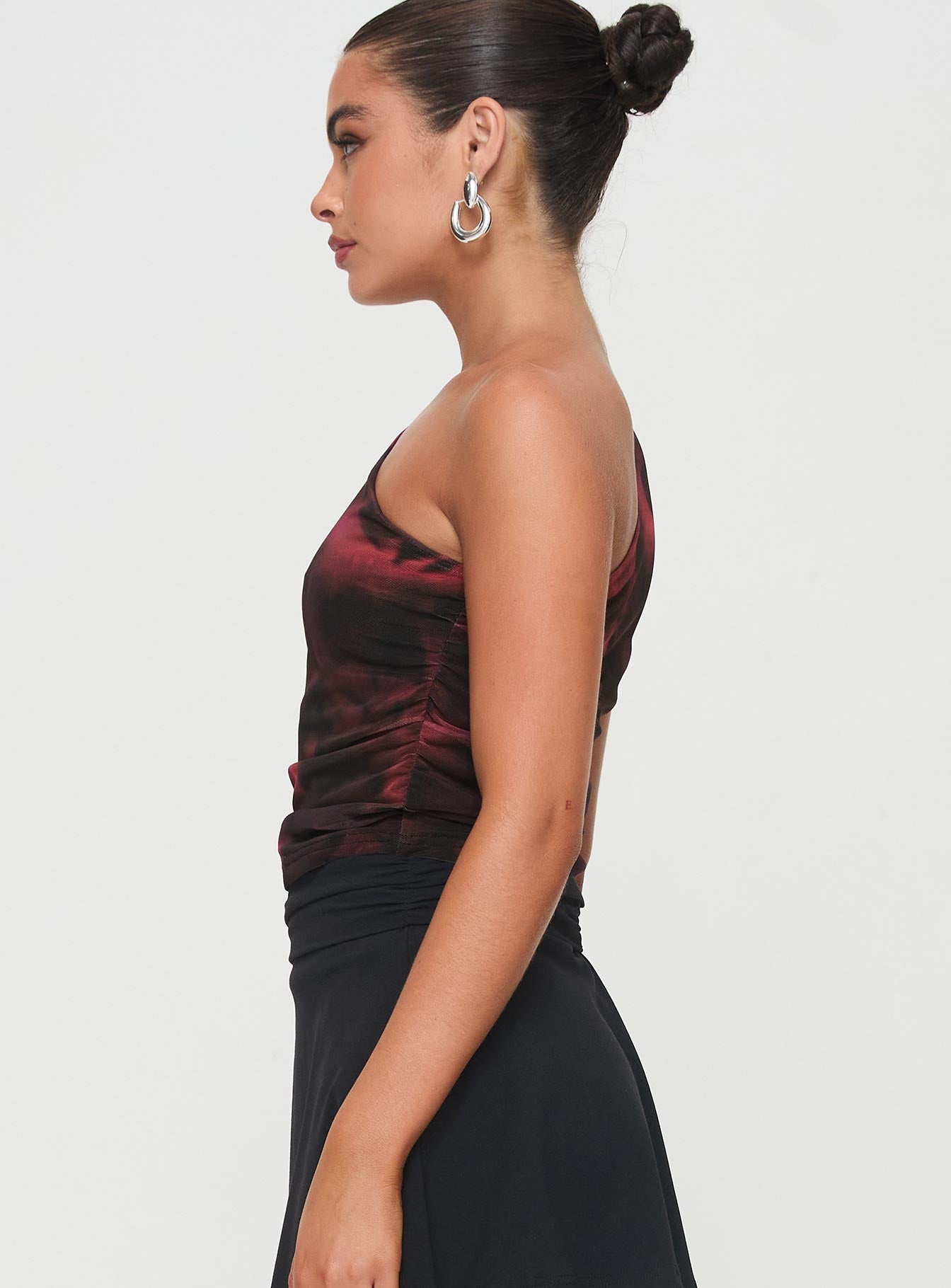Annem One Shoulder Top Black / Red - Image 4