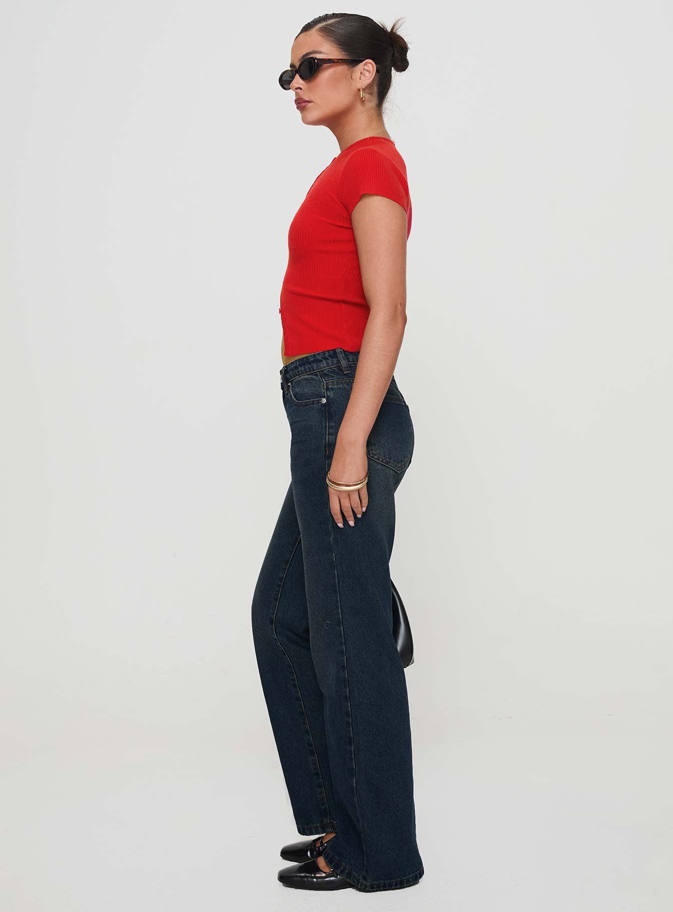 Cybele Mid Rise Straight Leg Jeans Dark Denim - Image 4