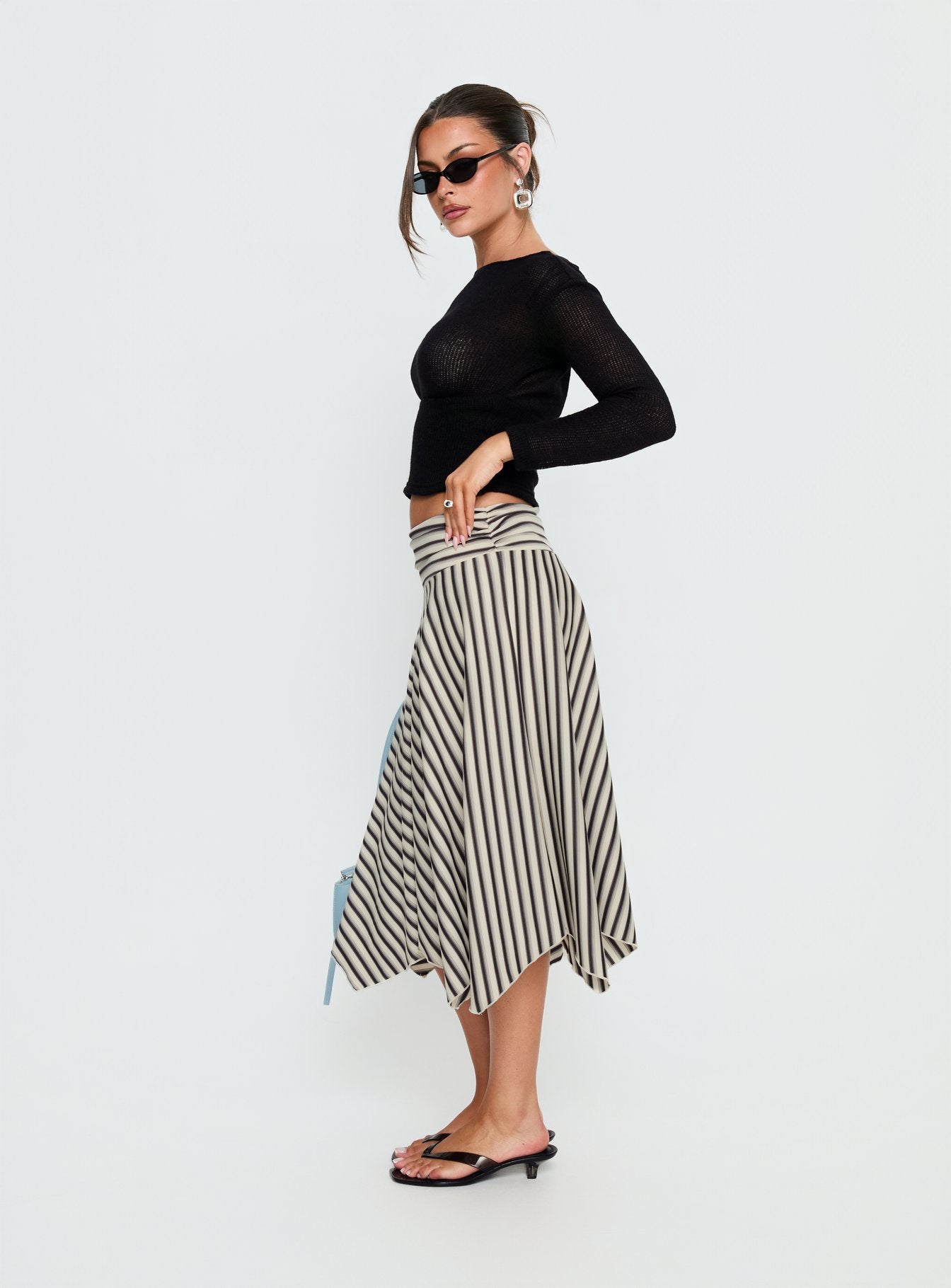 Cobee Asymmetrical Midi Skirt Multi Stripe - Image 5