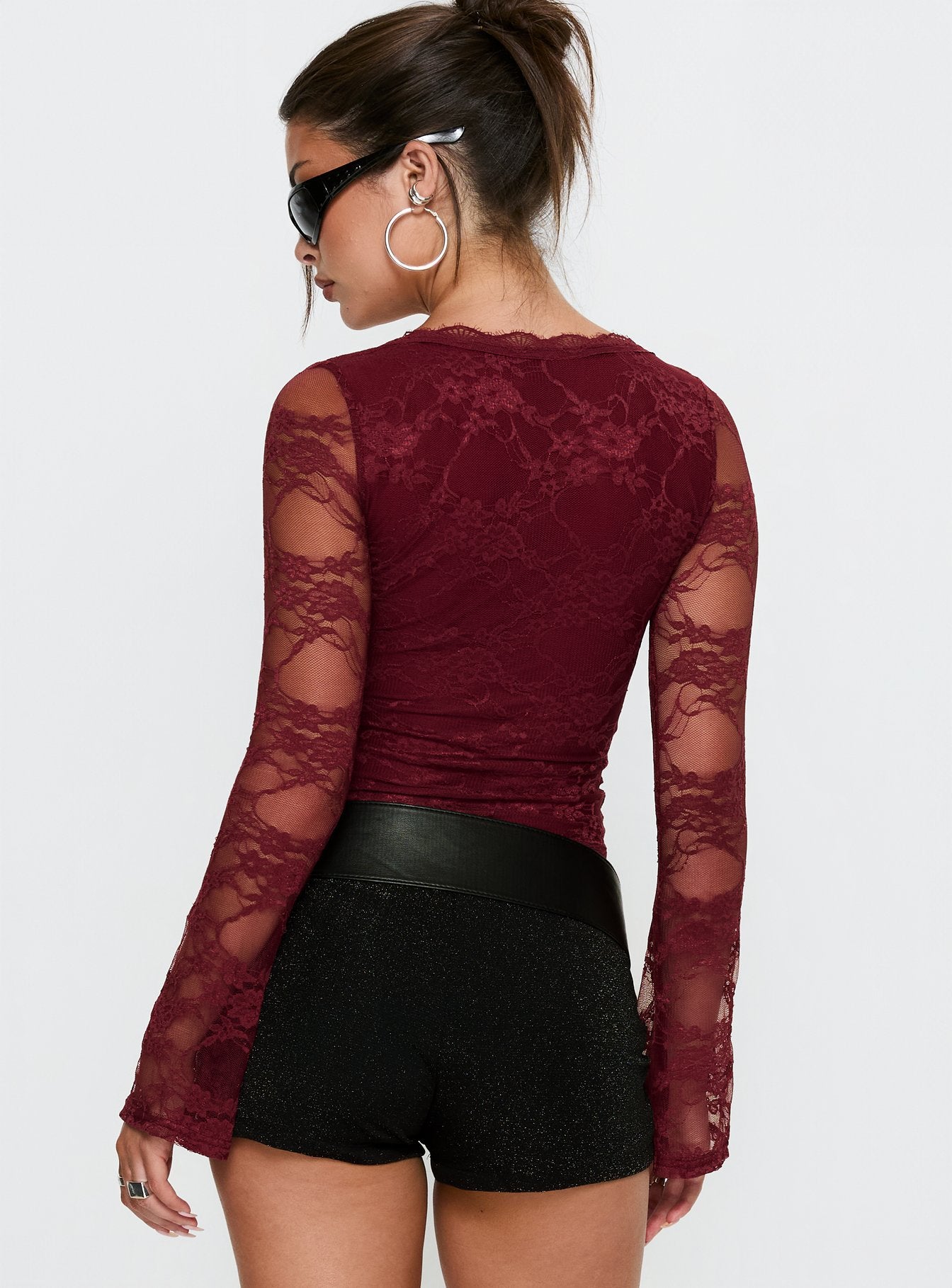 Pitter Long Sleeve Top Burgundy - Image 5