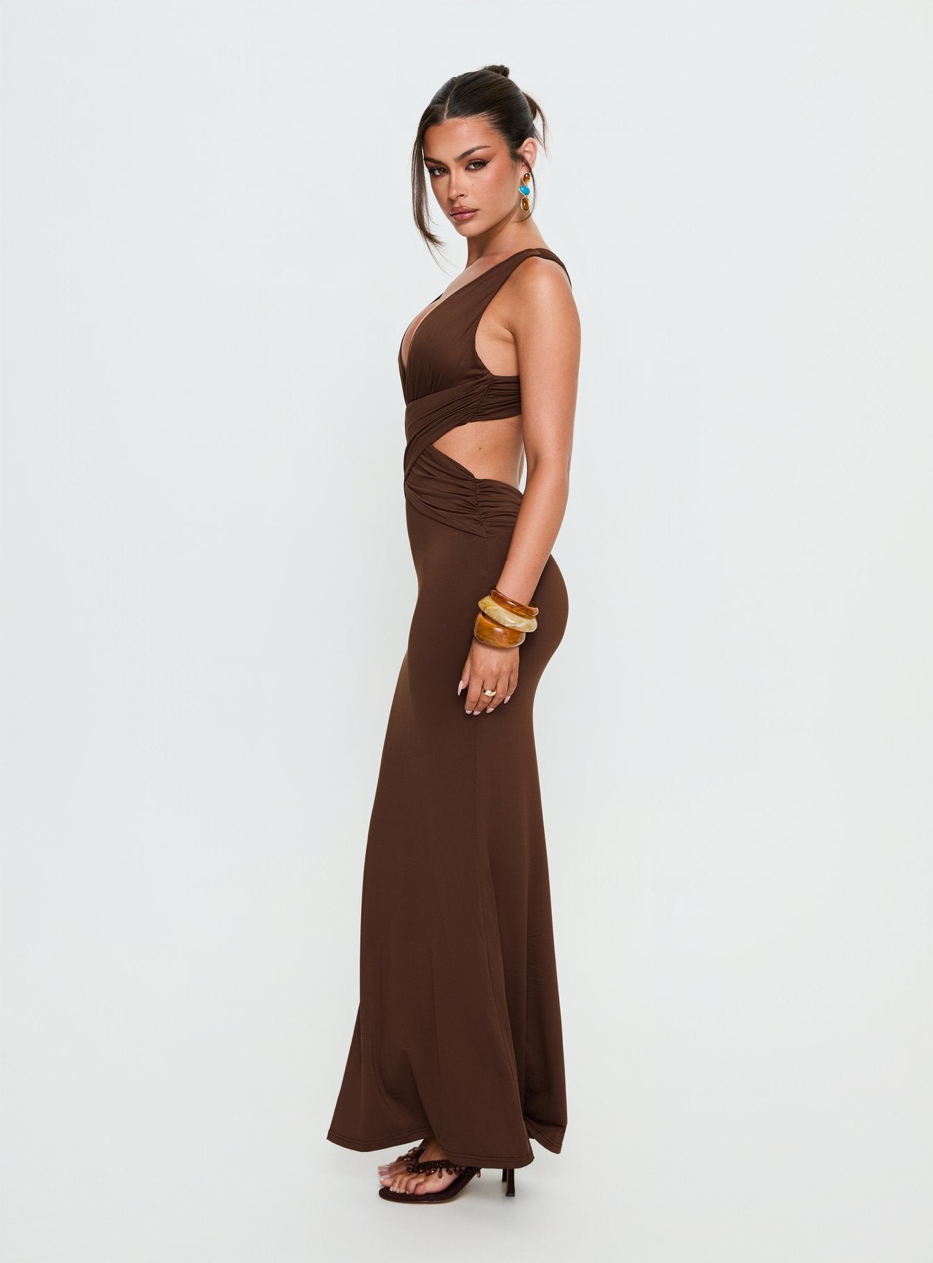 Bambia Maxi Dress Dark Brown - Image 3