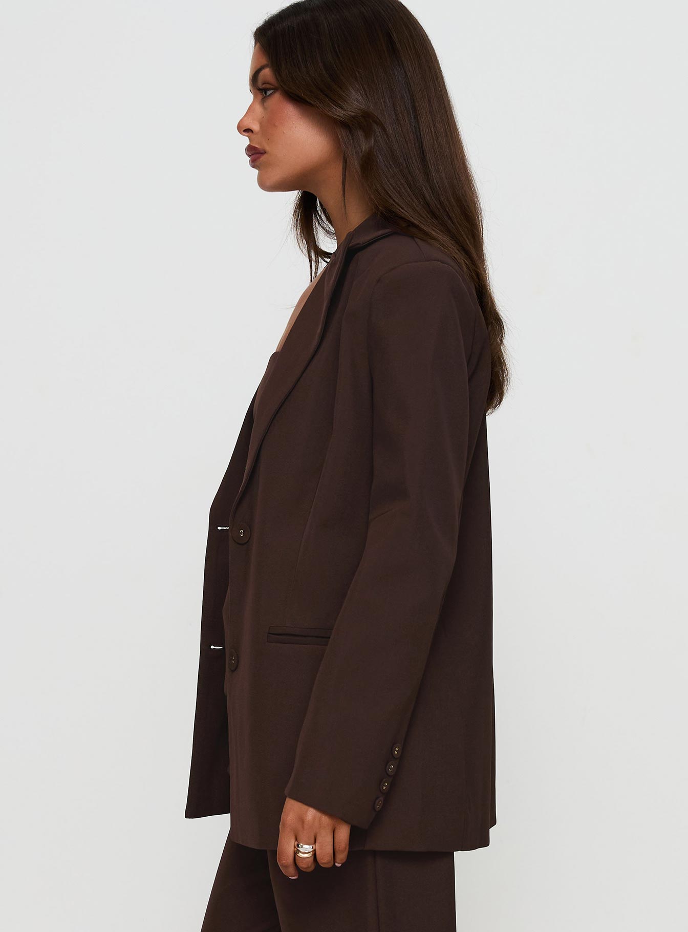 Crowd Pleaser Oversized Blazer Chocolate - Image 4